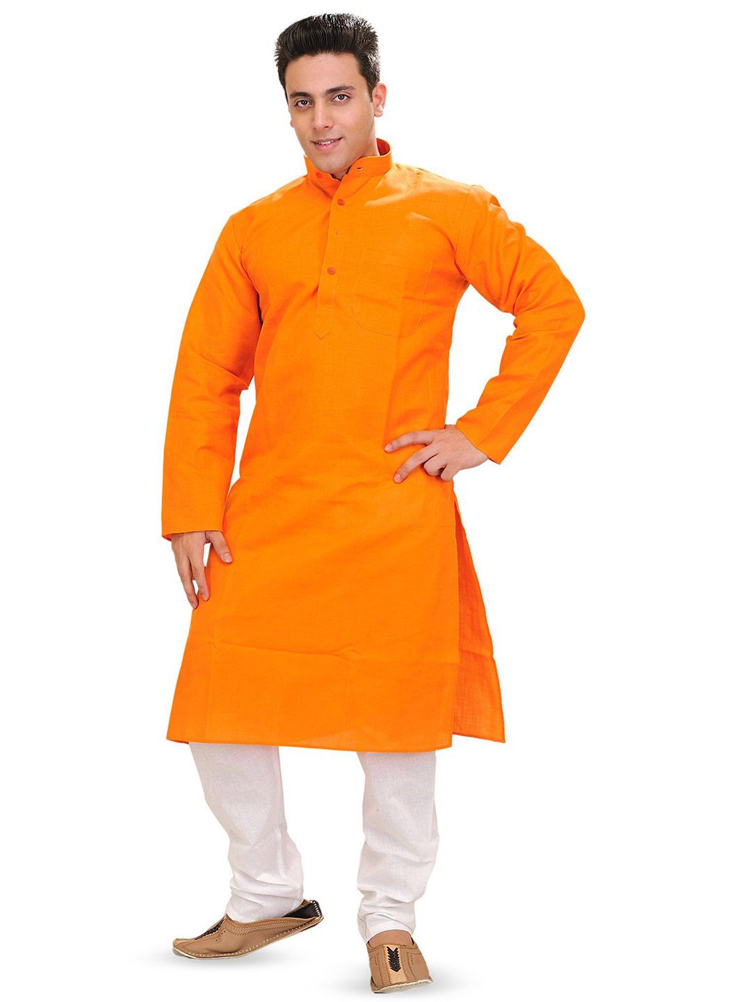 Exotic India Men Solid Linen Kurta with Pyjama-picture-26