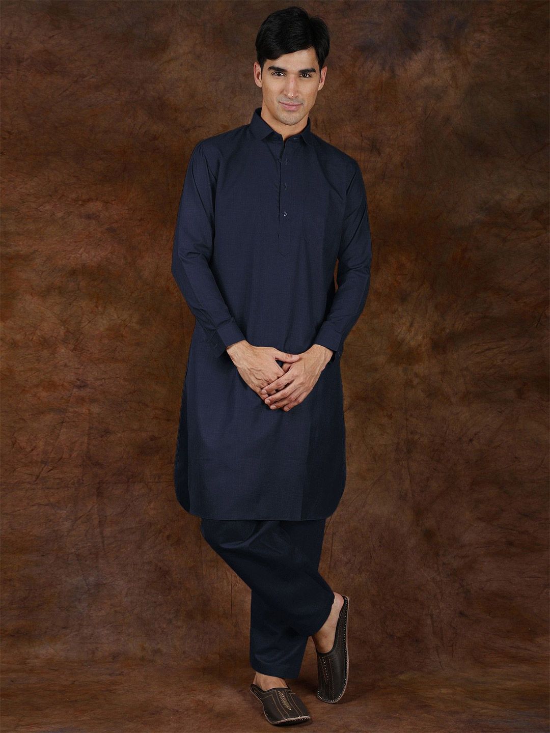 Exotic India Men Solid Cotton Kurta with Pyjama-picture-24