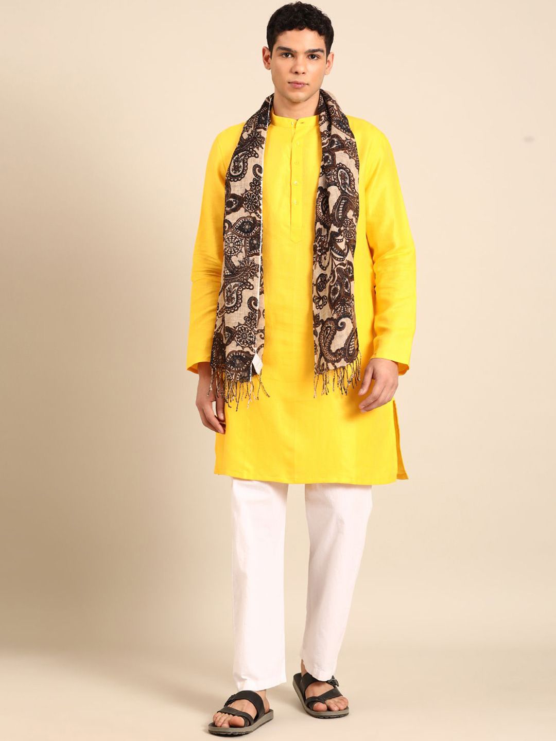 Linen Club Unisex Ethnic Motifs Printed Tasselled Stole-picture-48