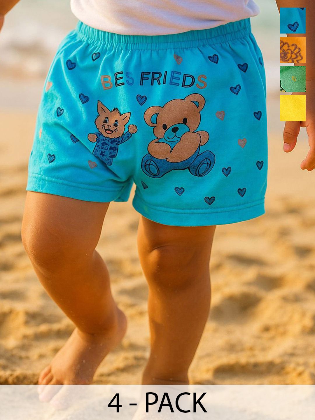 CORTICA Kids Pack of 2 Printed Regular Fit Cotton Shorts-picture-26