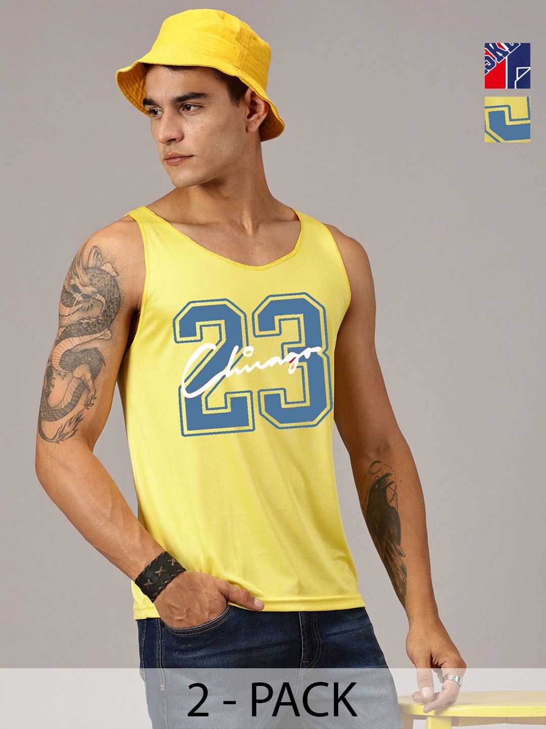 Rodzen Pack Of 2 Printed Round Neck Sleeveless Basic Innerwear Vests-picture-56