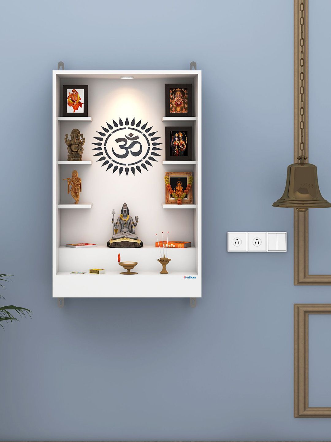 ANIKAA White Wooden Wall Mount Mandir-picture-31