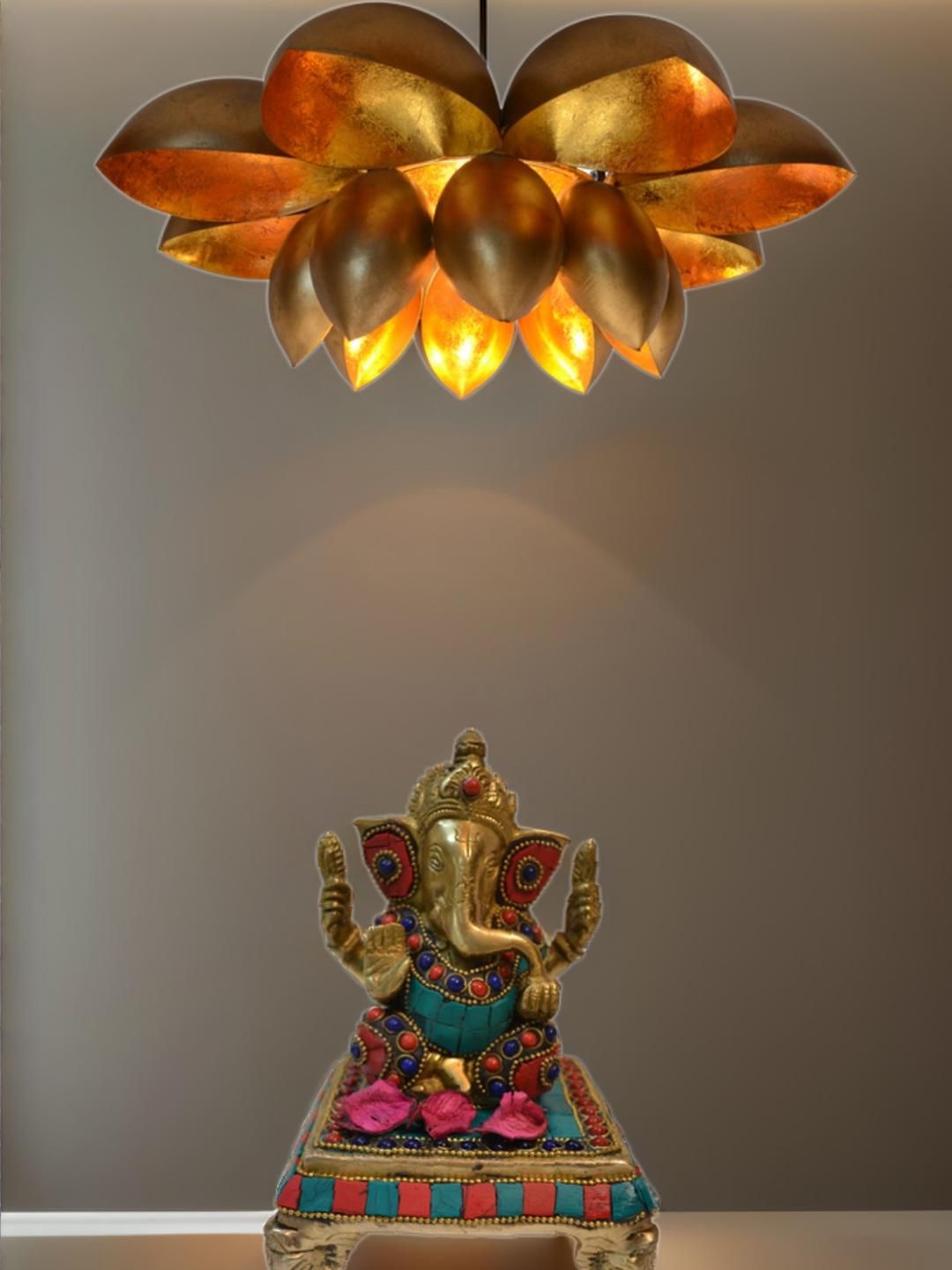 Kreative Arts Gold-Toned & Copper-Toned Iron Contemporary Ceiling Lamp