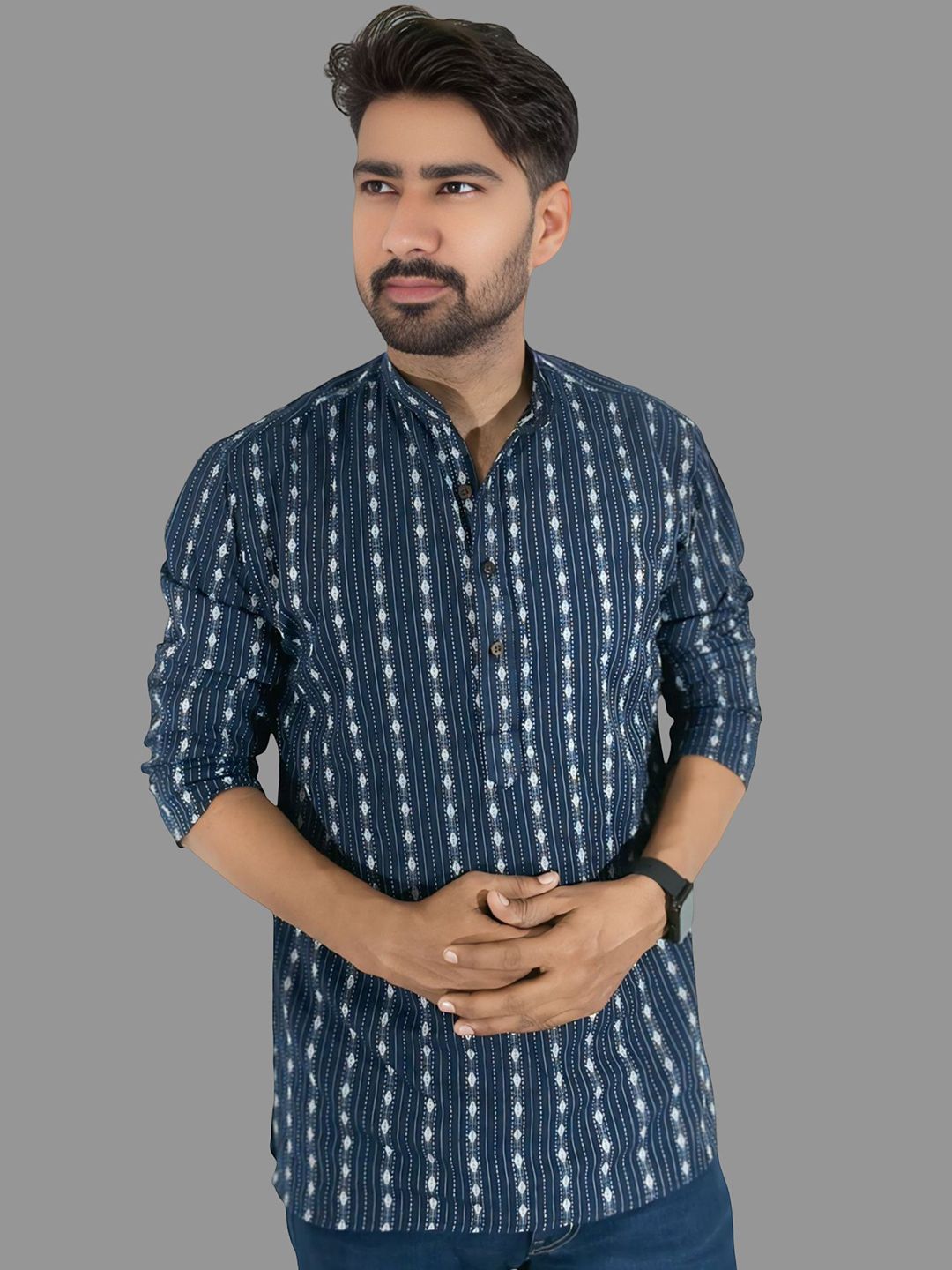 LADSLOOM Men Geometric Printed Thread Work Kurta-picture-46
