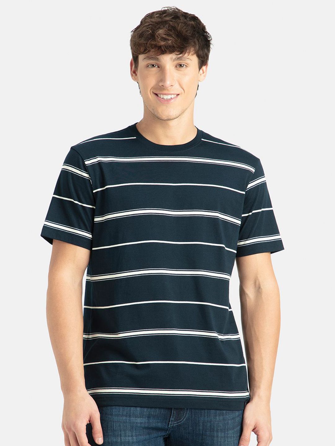 Jockey Super Combed Cotton Rich Striped Round Neck Half Sleeve Tshirt - 2715-image-34