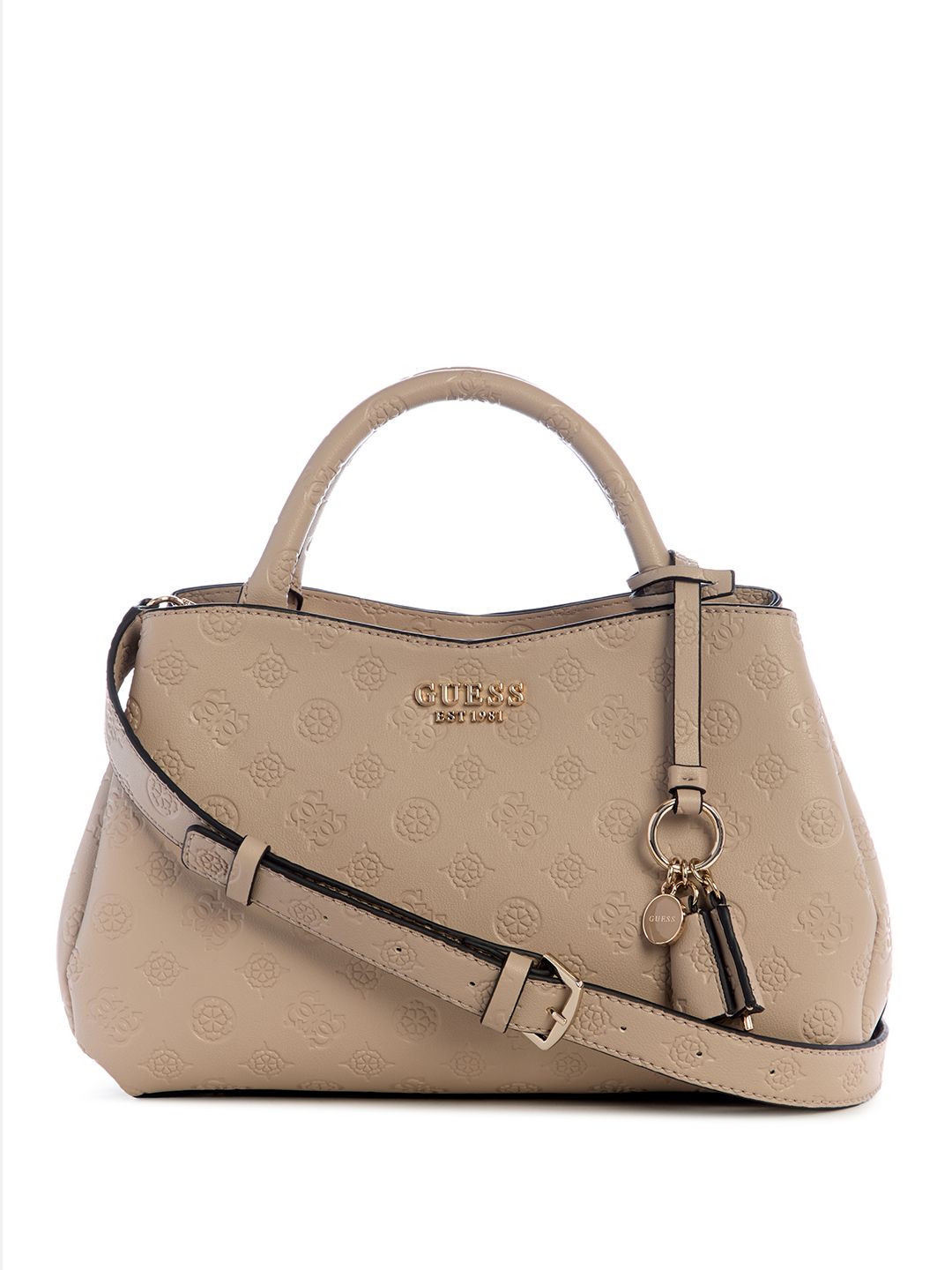 GUESS Brand Logo Textured Structured Handheld Bag-picture-55