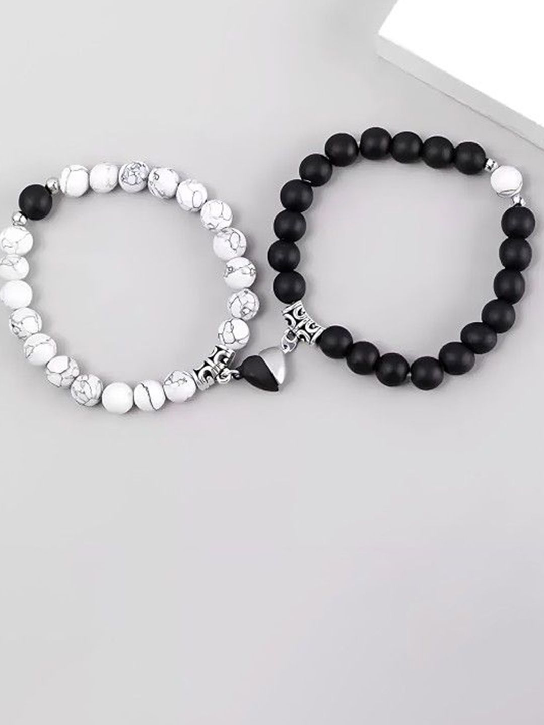 Ringzinnie Unisex Pack Of 2 Slip-On Elasticated Beads Couple Bracelet-image-5