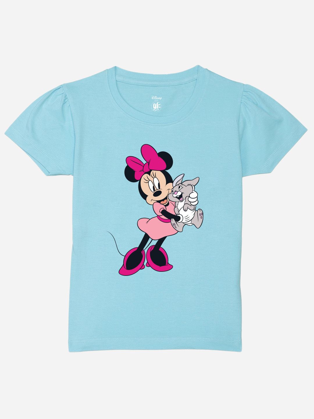 YK Disney Girls Minnie Mouse Printed Puff Sleeves Pure Cotton T-shirt-picture-22
