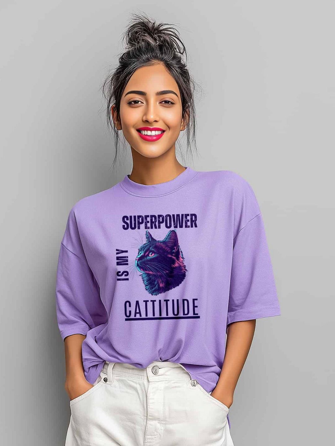 Storeily Graphic Printed Round Neck Drop-Shoulder Sleeves Cotton Oversized T-shirt-picture-11