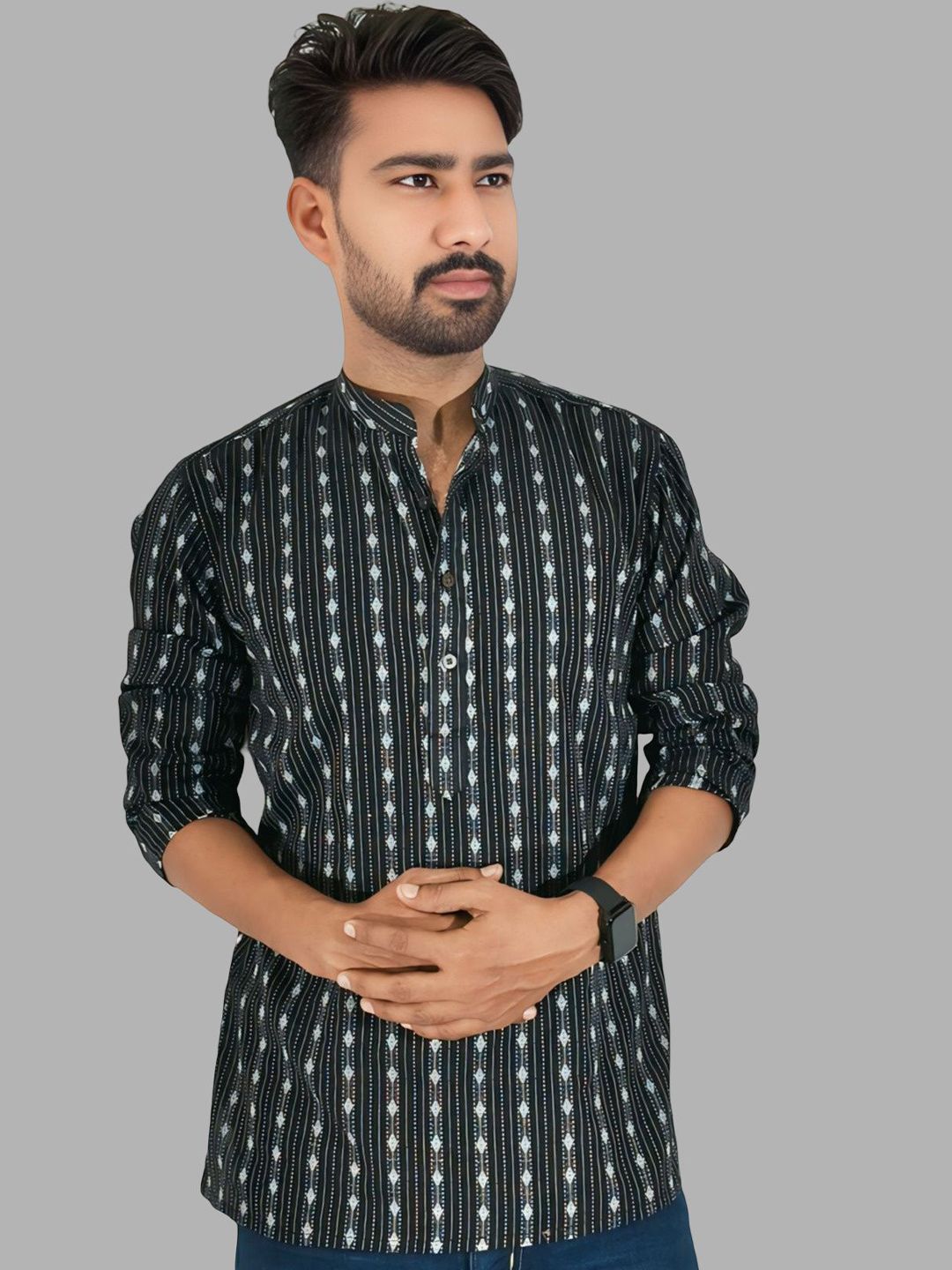 LADSLOOM Men Geometric Printed Thread Work Kurta-picture-30