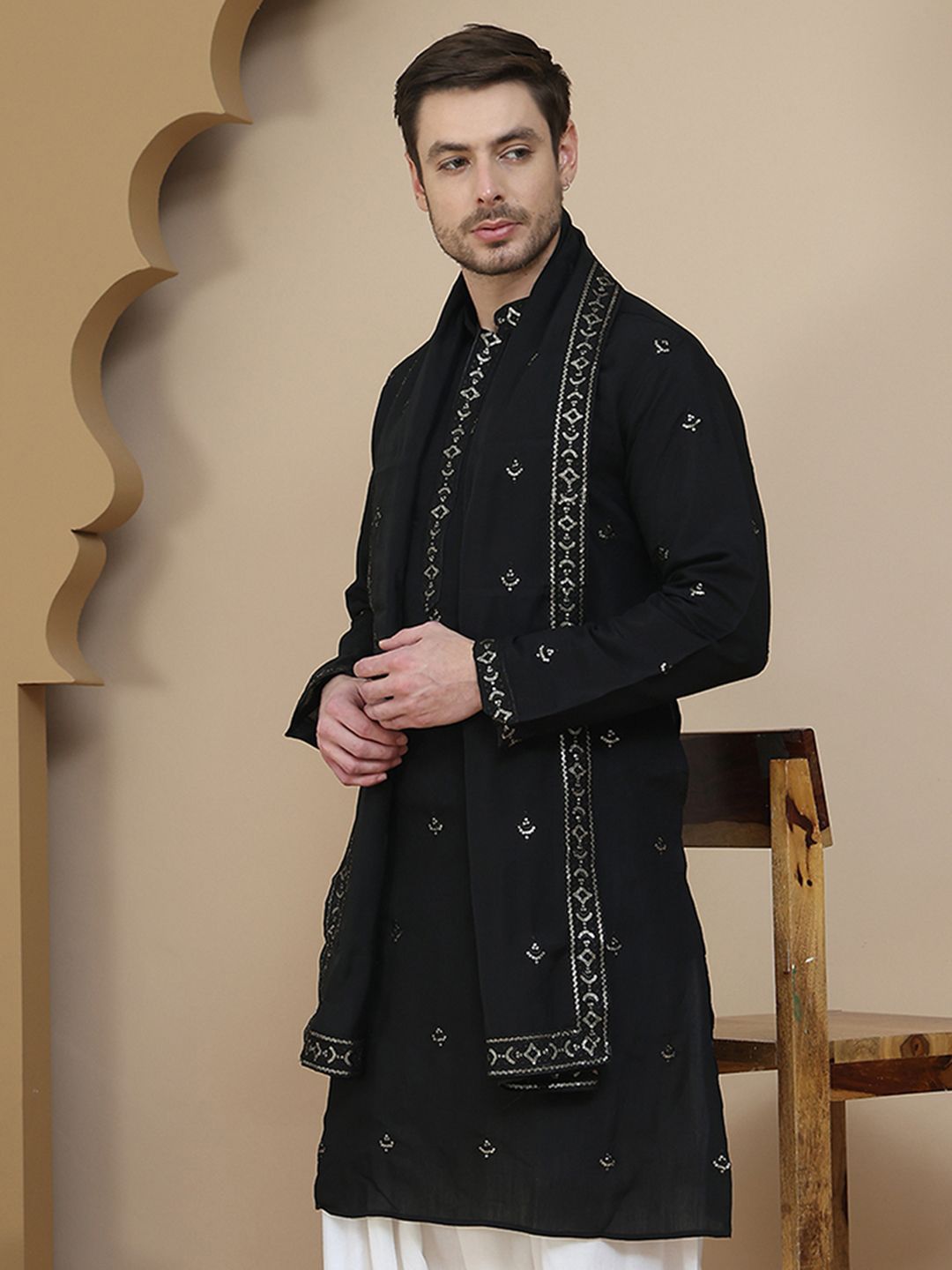 Jompers Men Floral Embroidered Chikankari Floral Kurta