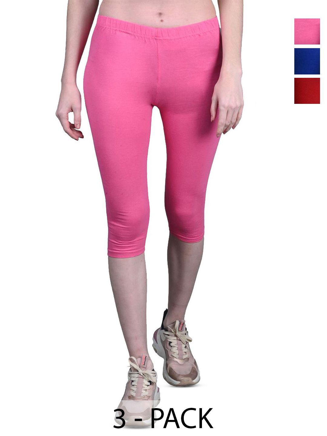 FRENCH KLEIDER Girls Pack of 3 Solid Capris-image-2