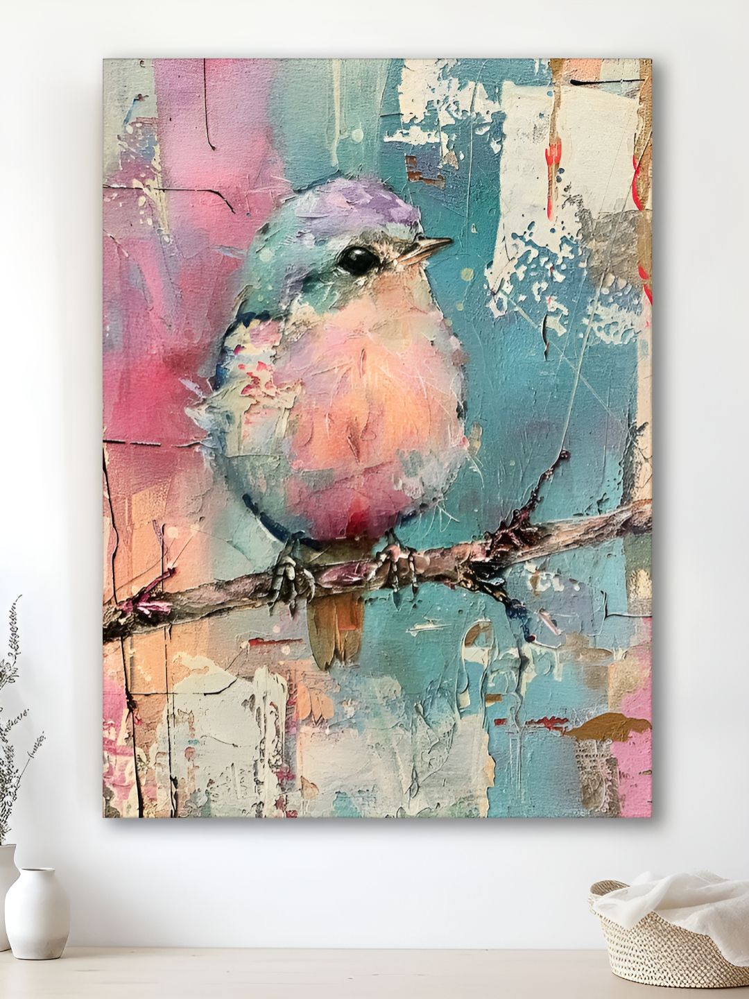 Myntra Elegant Homes Blue & Pink 1 Piece Canvas Abstract Wall Paintings-picture-18