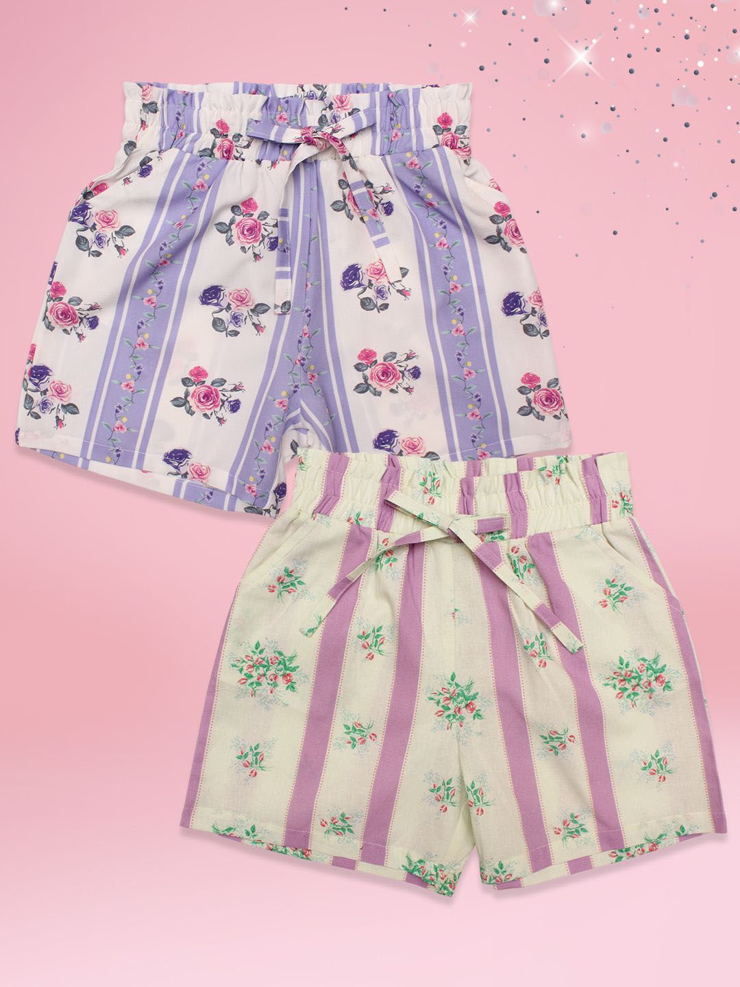 CUTECUMBER Girls Pack of 2 Floral Printed Shorts-picture-10