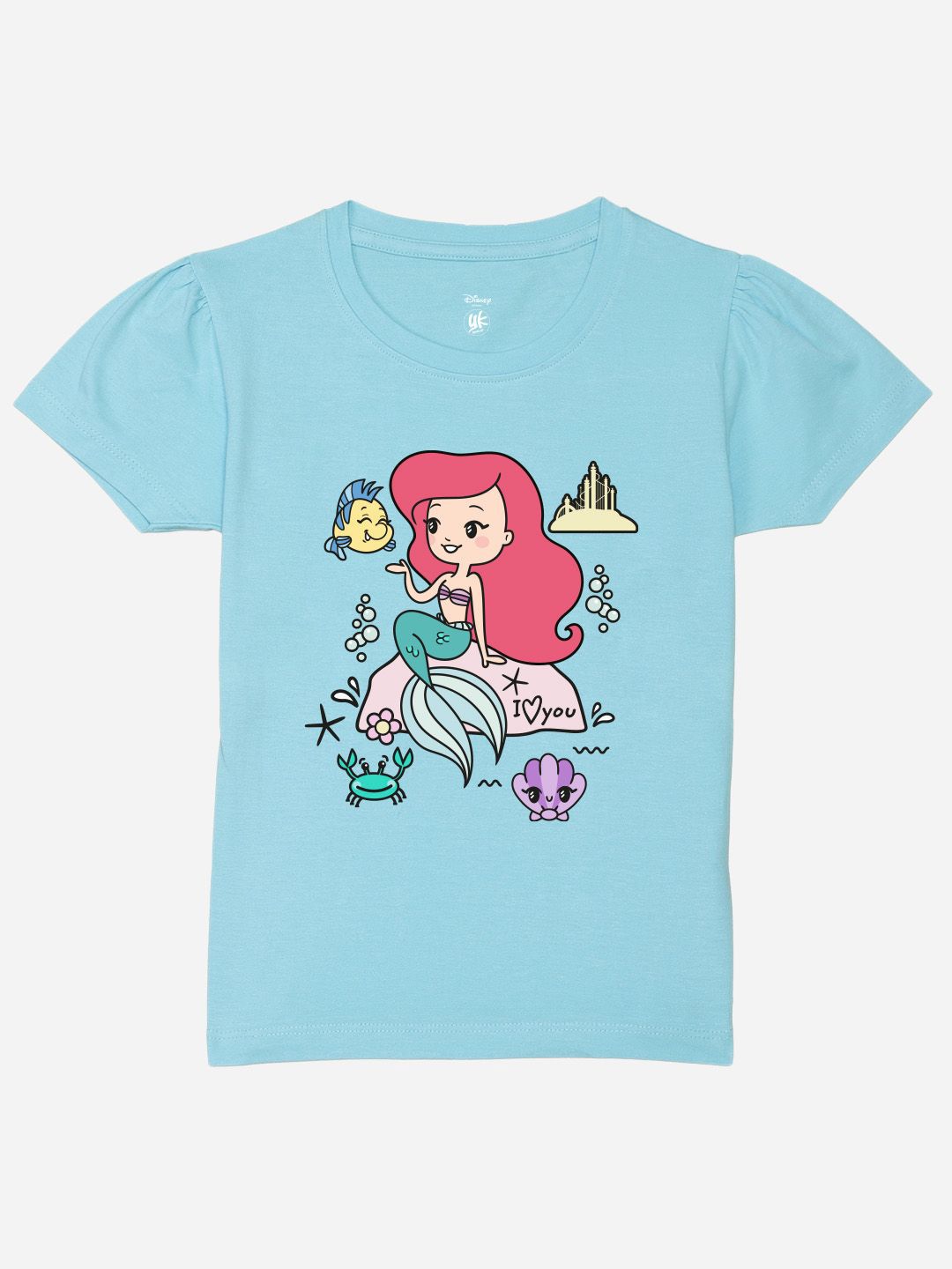 YK Disney Girls Graphic Printed Puff Sleeves Pure Cotton T-shirt-picture-24