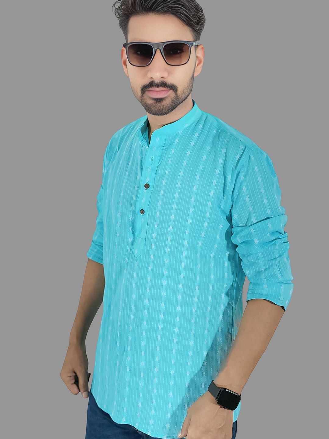 LADSLOOM Men Geometric Thread Work Kurta-picture-32