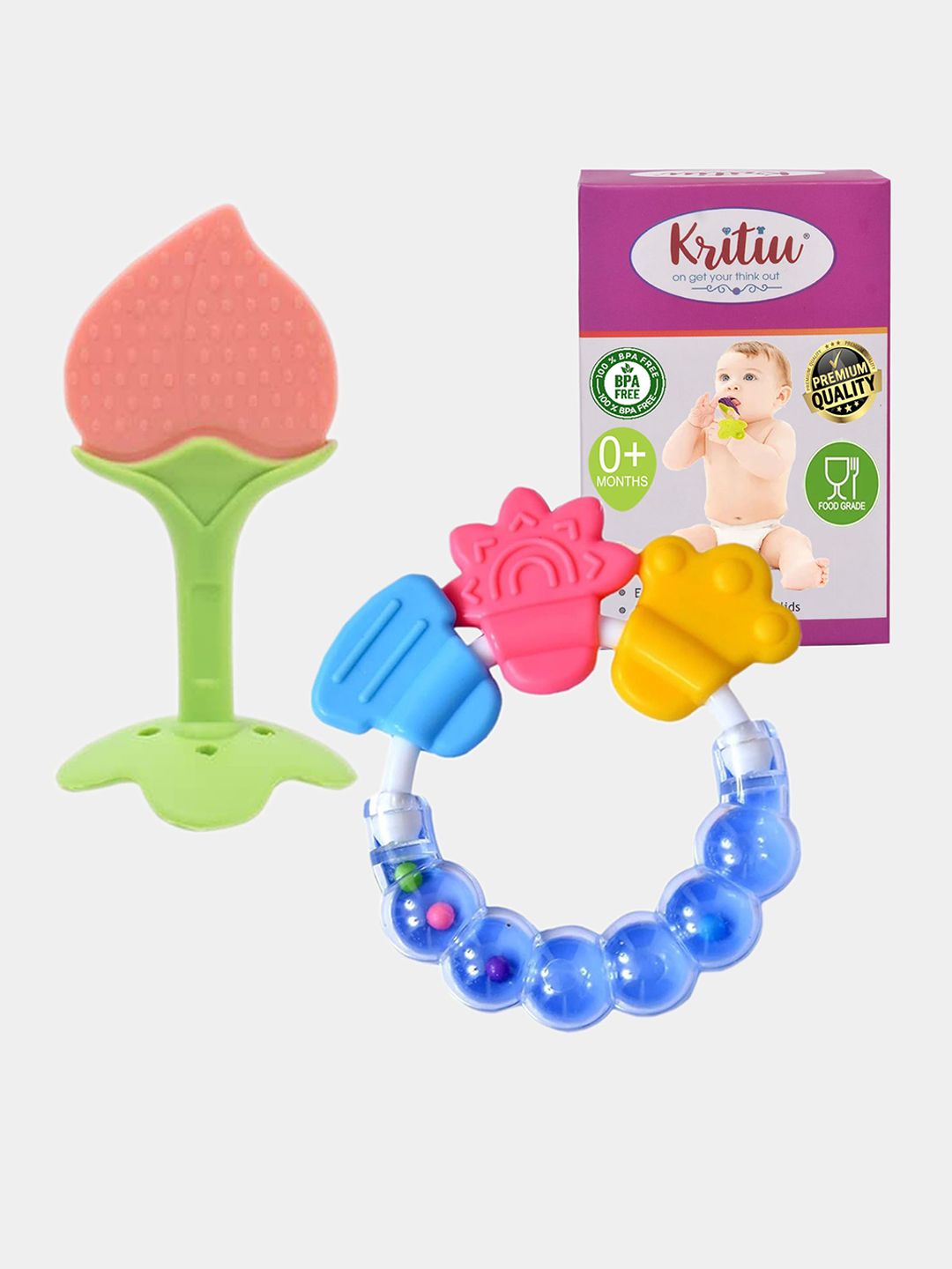 Kritiu Set Of 2 Food-Grade Silicone Baby Teether-picture-12
