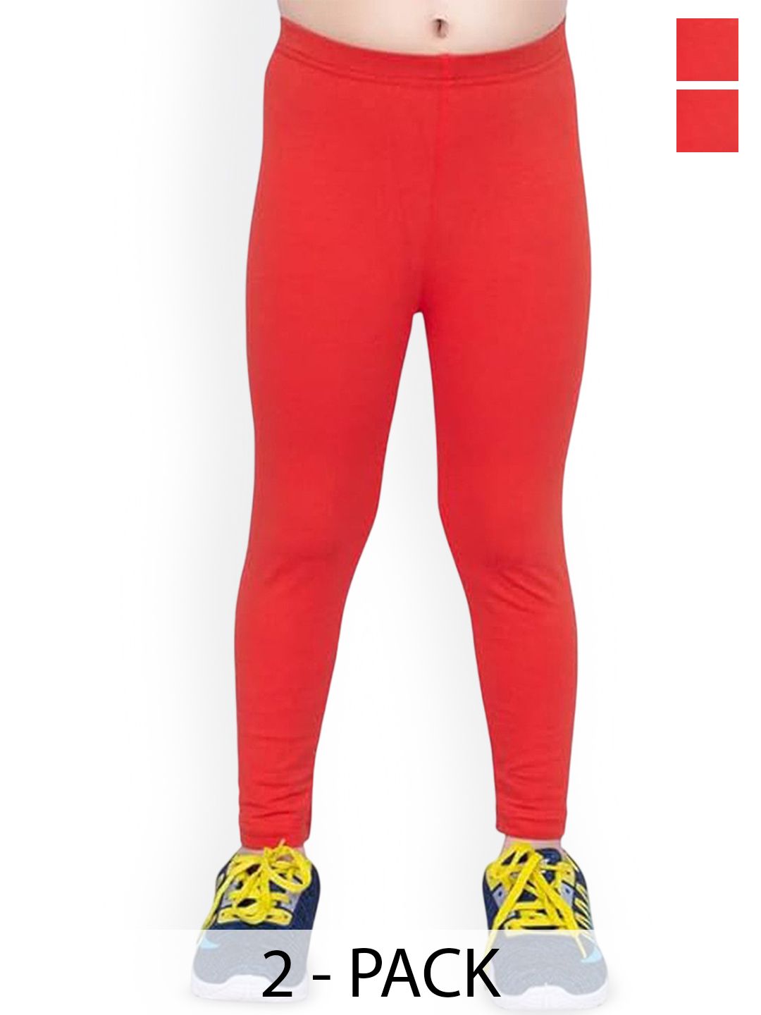 FRENCH KLEIDER Girls Pack Of 2 Mid-Rise Churidar-Length Leggings-picture-18