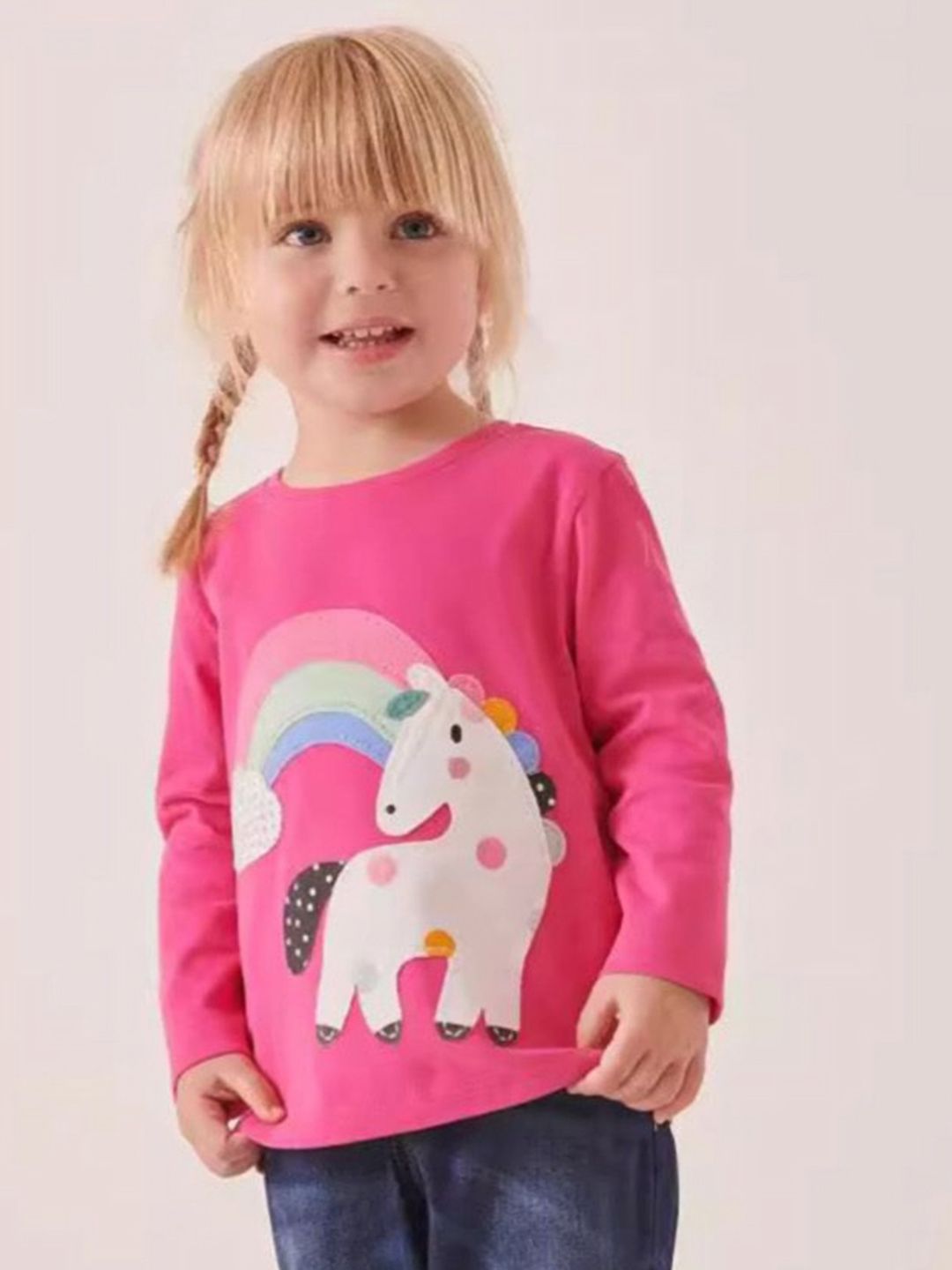 INCLUD Girls Graphic Printed Round Neck Applique T-shirt-picture-46