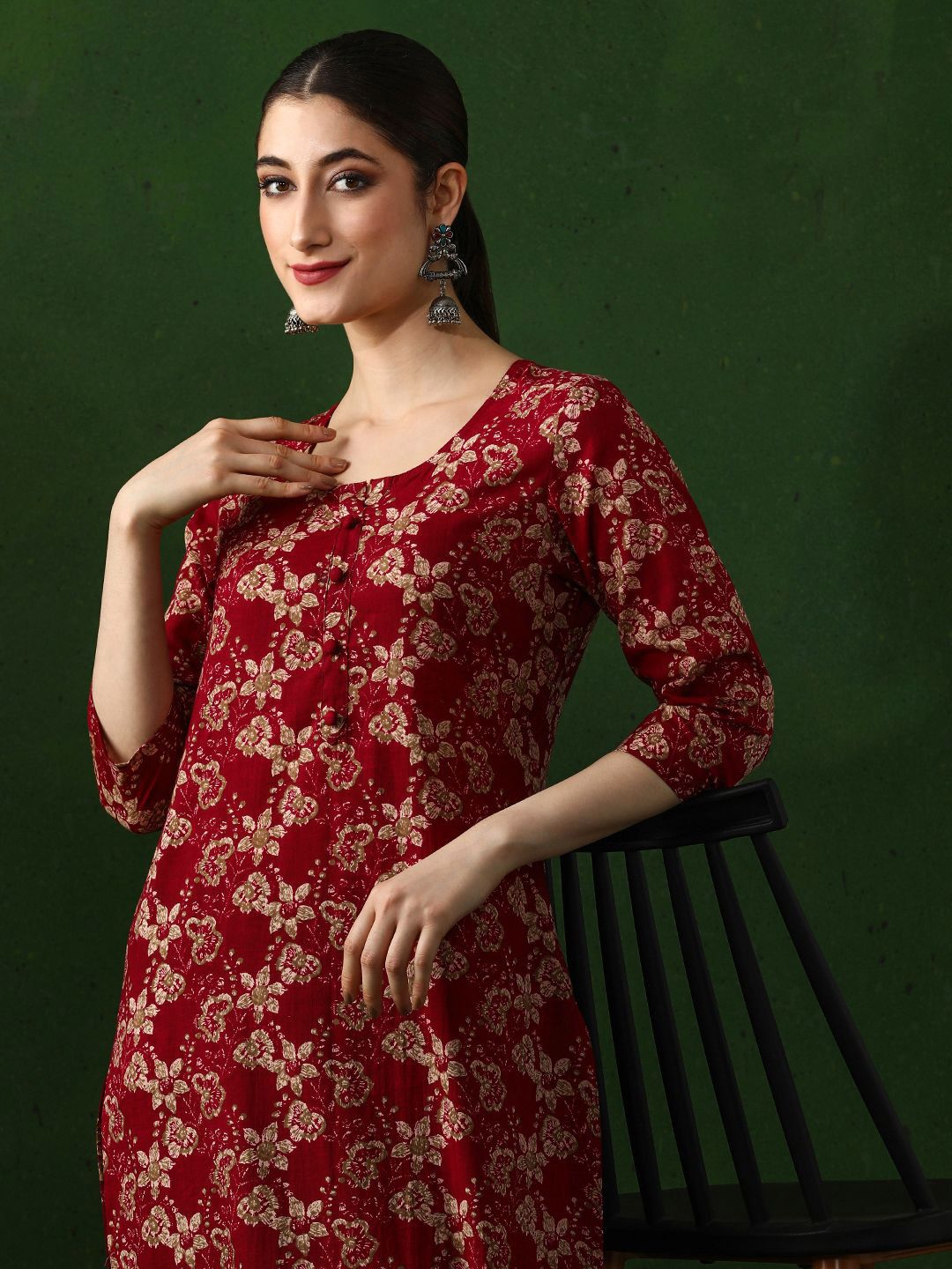 Jaipur Kurti Women Floral Print Pure Cotton Straight Kurta-picture-20