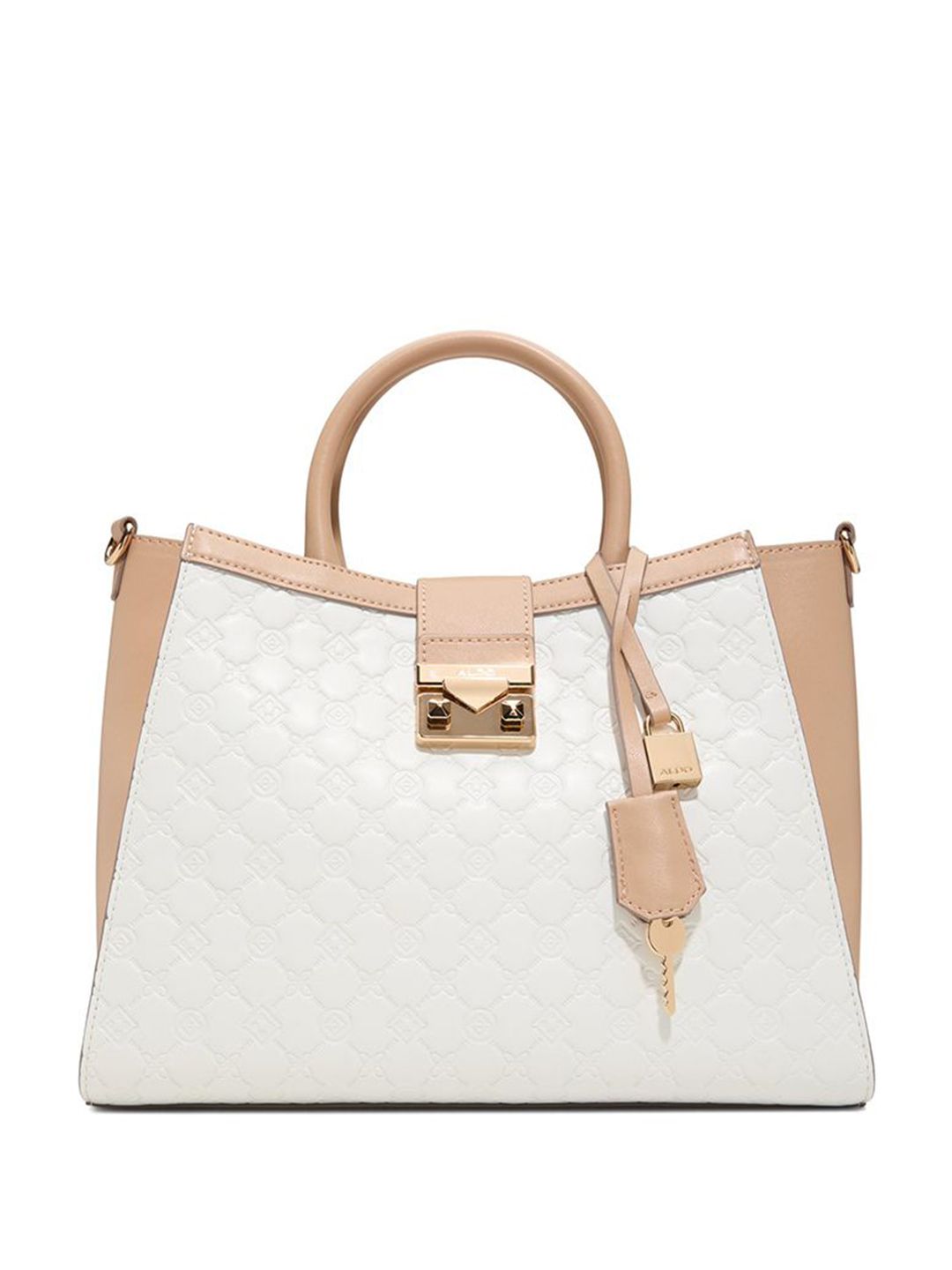 ALDO Women Textured Structured Tasselled Handheld Bag with Pouch