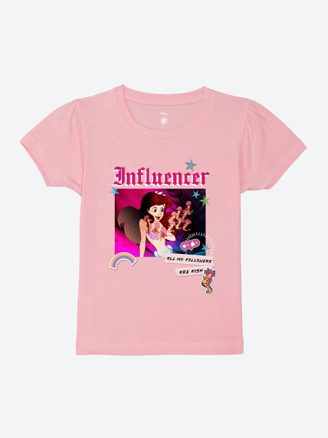 YK Disney Girls Graphic Printed Puff Sleeves Pure Cotton T-shirt-picture-57