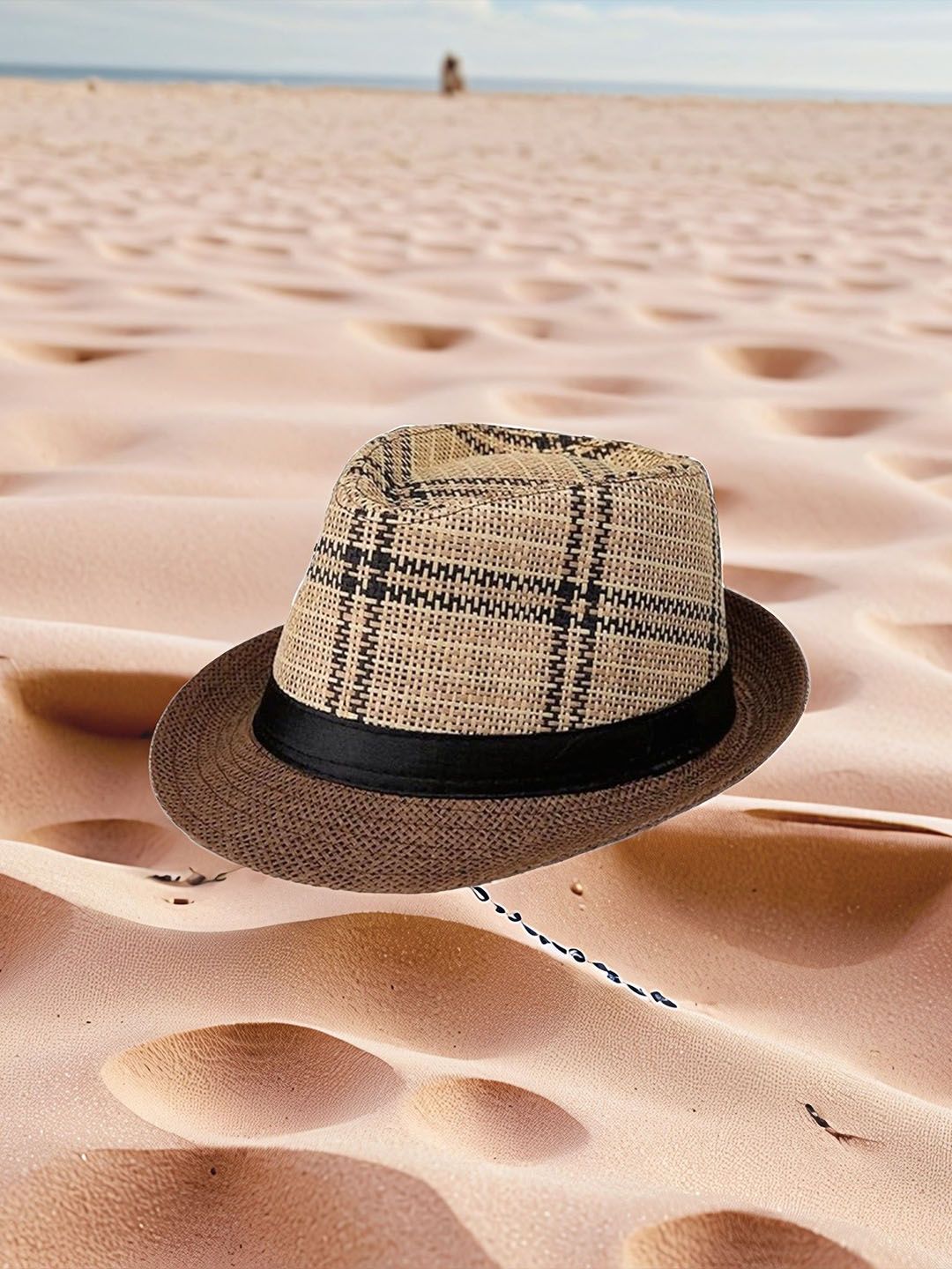 Infispace Men Brown Checked Fedora Hat-picture-14