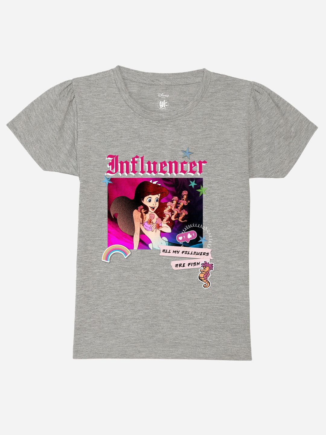 YK Disney Girls Graphic Printed Puff Sleeves Pure Cotton T-shirt-picture-25