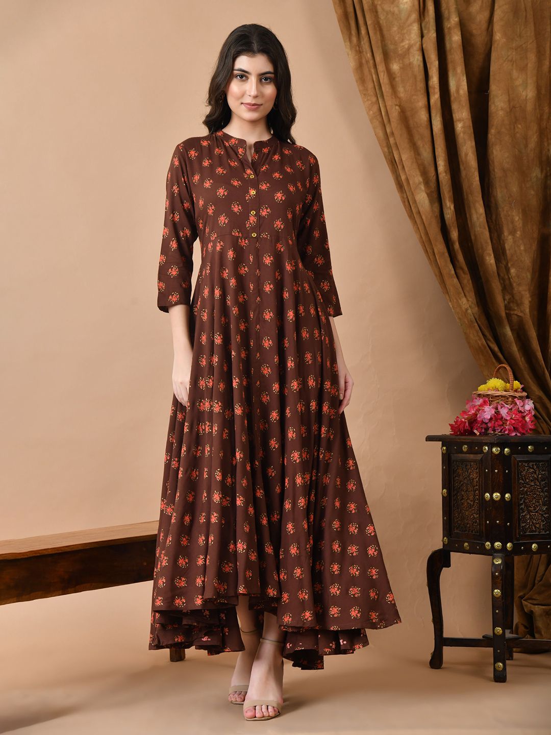 Jaipurite Women Ethnic Motifs Printed Maxi Dress-picture-25