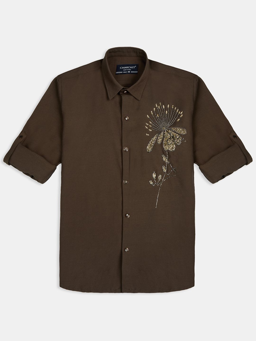 CHARCHIT Boys Comfort Relaxed Fit Solid Spread Collar Cotton Party Shirt-picture-17