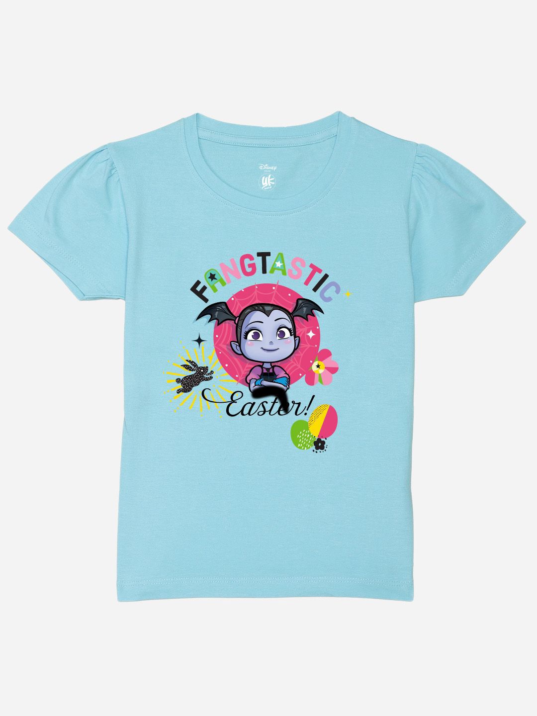 YK Disney Girls Graphic Printed Puff Sleeves Pure Cotton T-shirt-picture-23