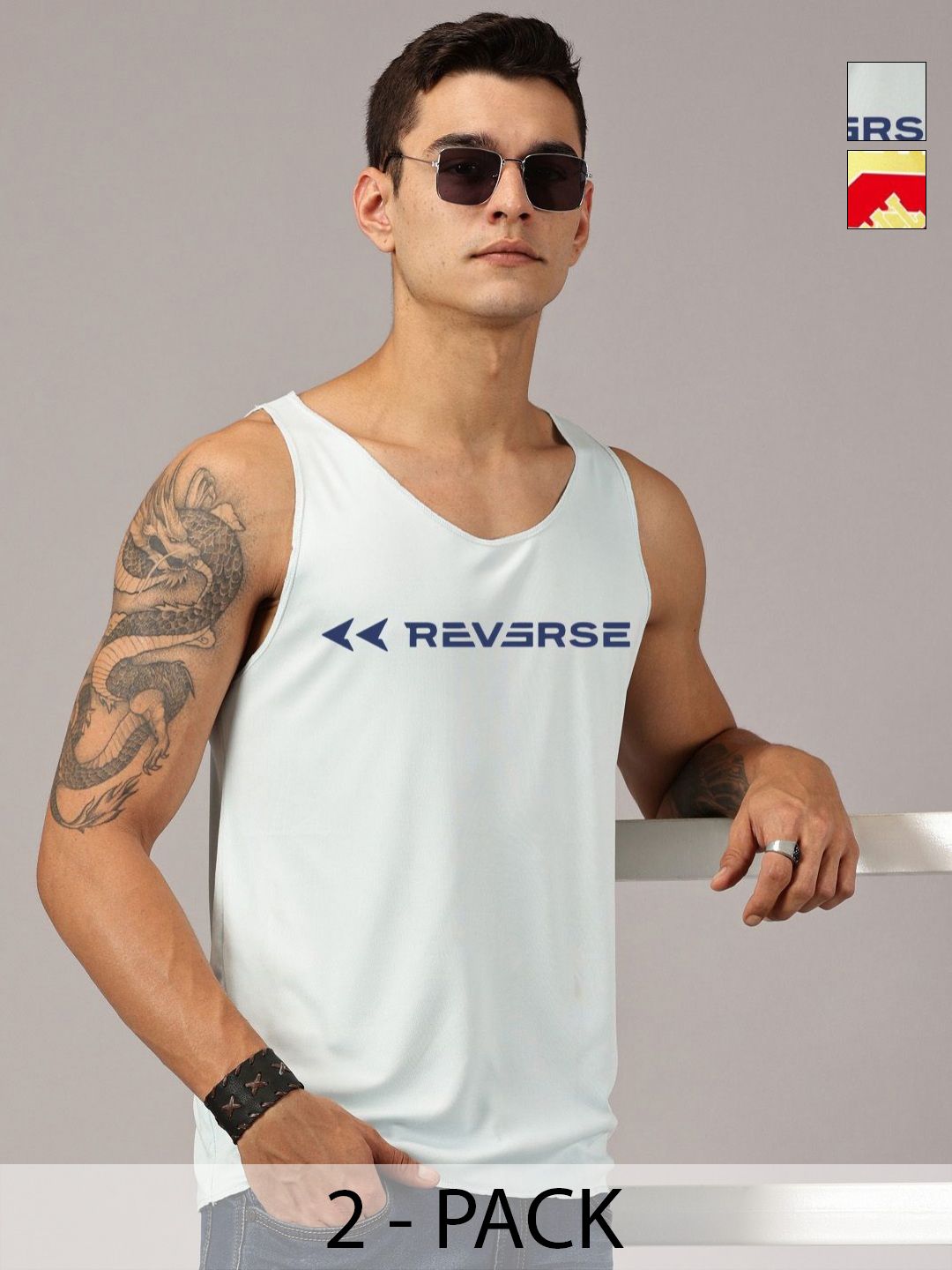 Rodzen Pack Of 2 Printed Round Neck Sleeveless Basic Innerwear Vests-picture-30