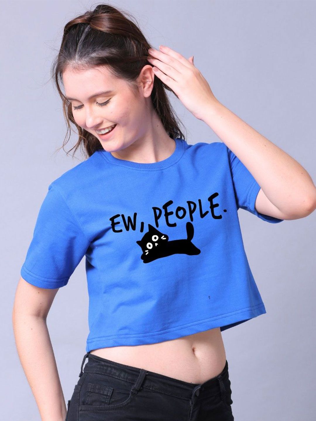 Lazy Lush Women Typography Printed Cotton Crop Top-picture-41