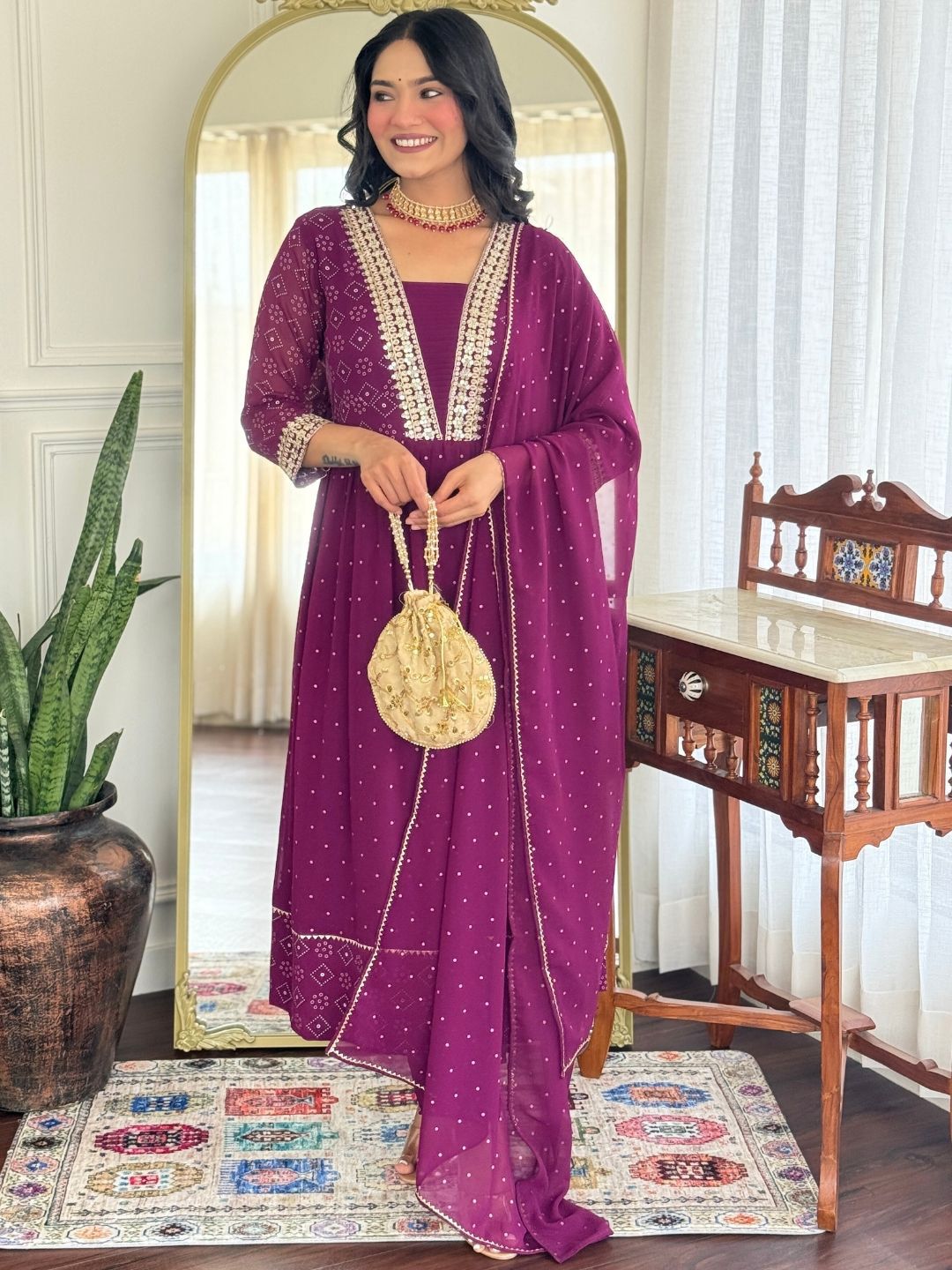 KALINI Women Ethnic Motifs Embroidered Kurta with Trousers & Dupatta