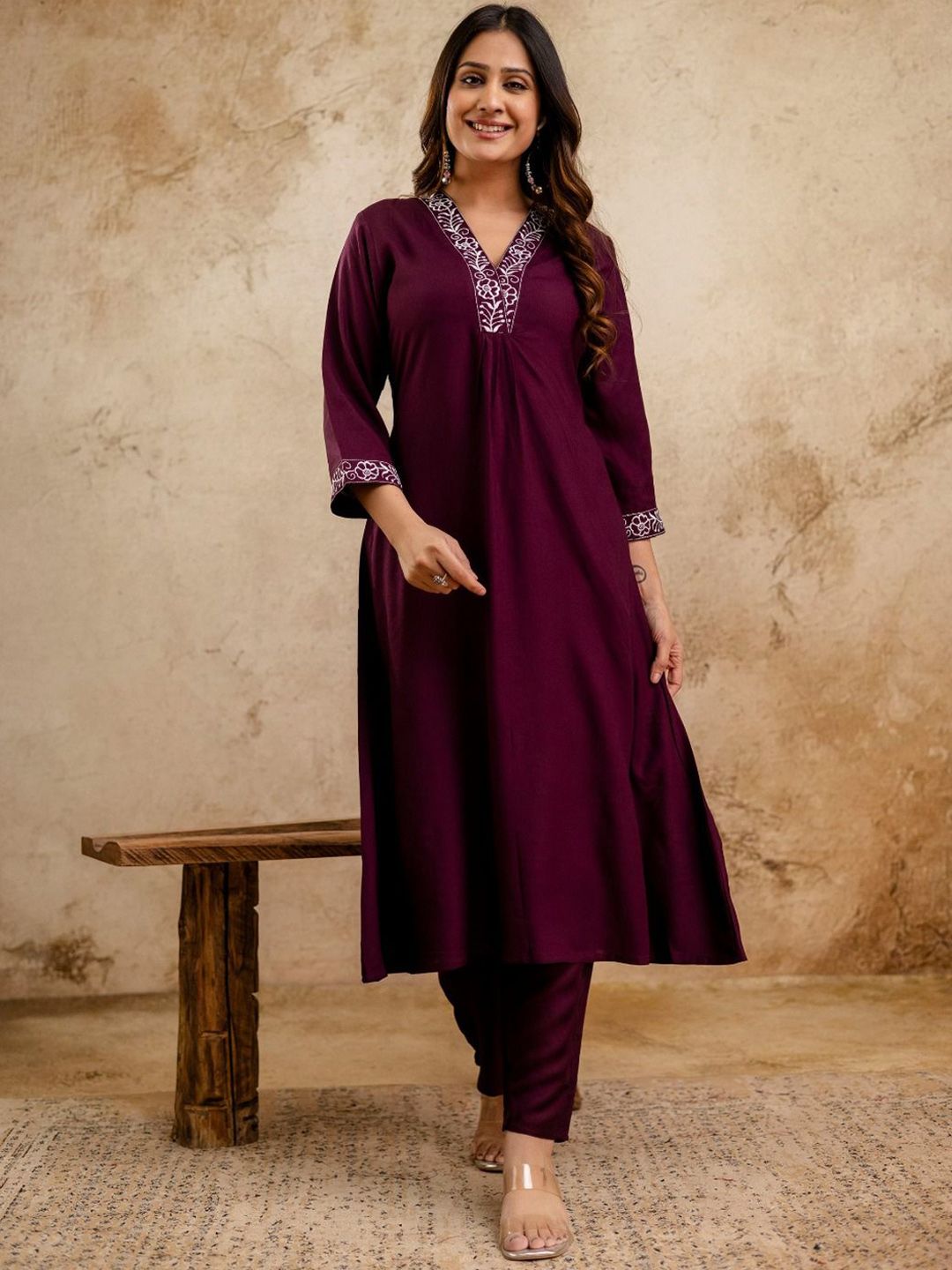 Veshviti Women Yoke Design Regular Pure Cotton Kurta with Palazzos