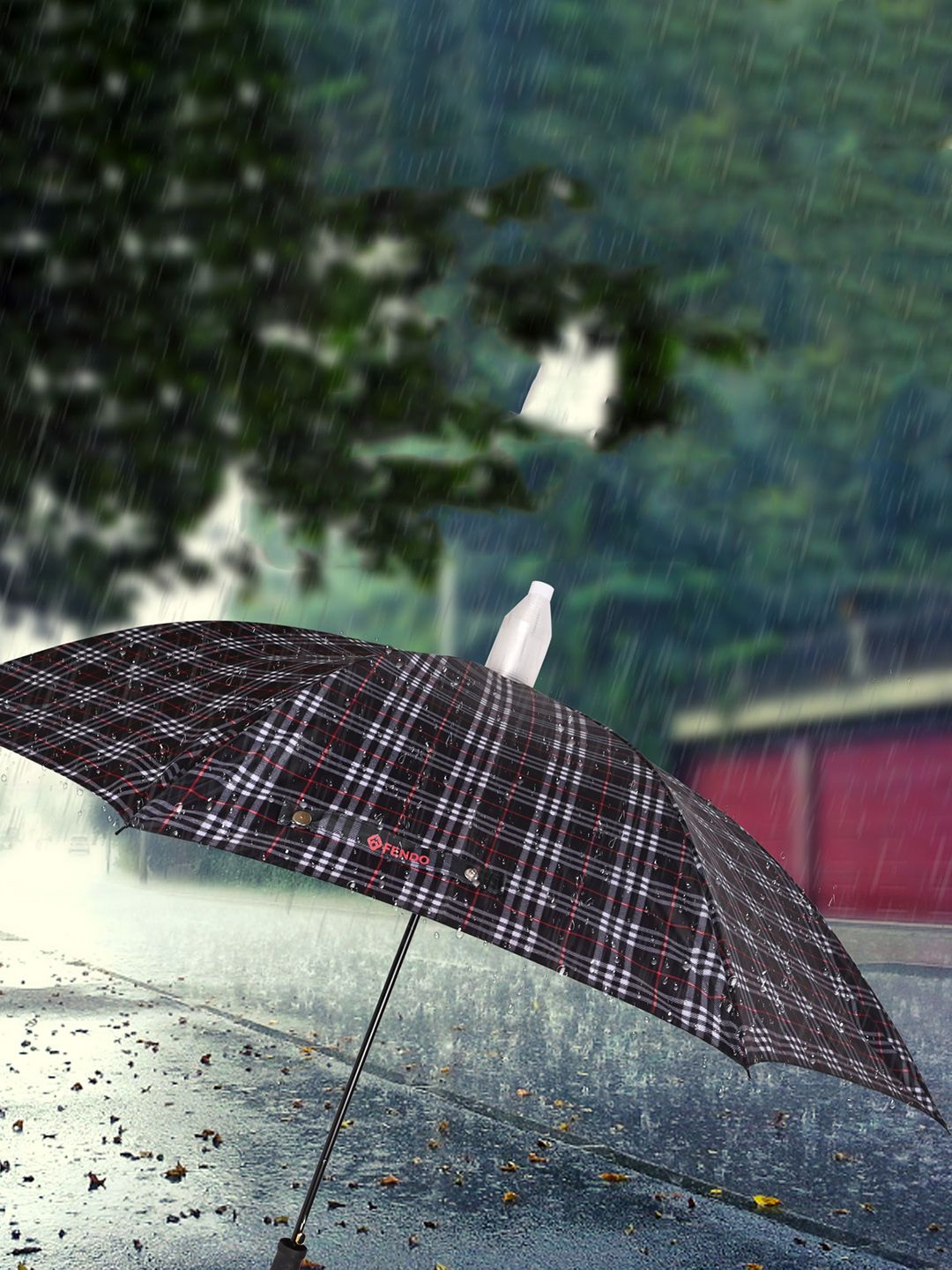 FENDO Black & White Manual 2 Fold Checked Umbrella-picture-27