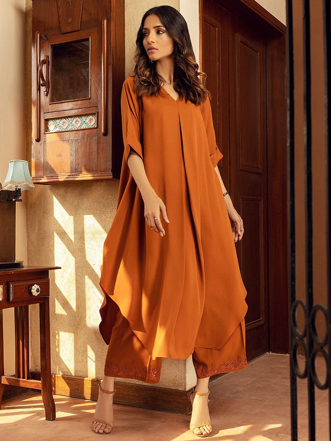 GoSriKi Women Solid A-Line Regular Kurta with Palazzos-picture-19