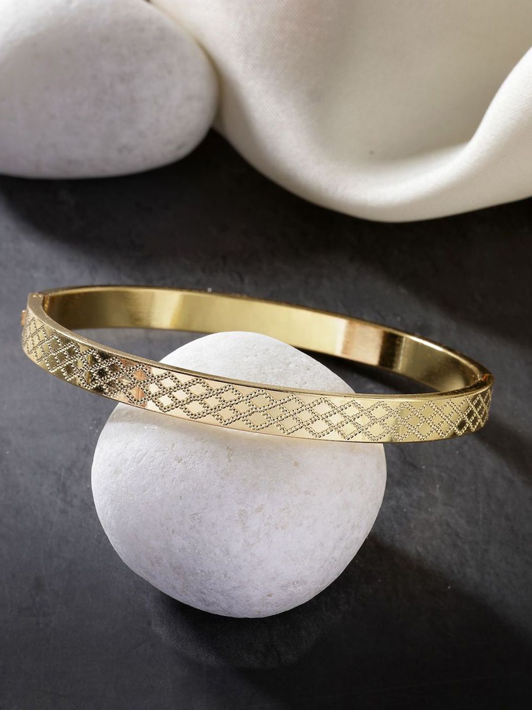 The Roadster Lifestyle Co Men Gold-Plated Stainless Steel Kada Bracelet-picture-54