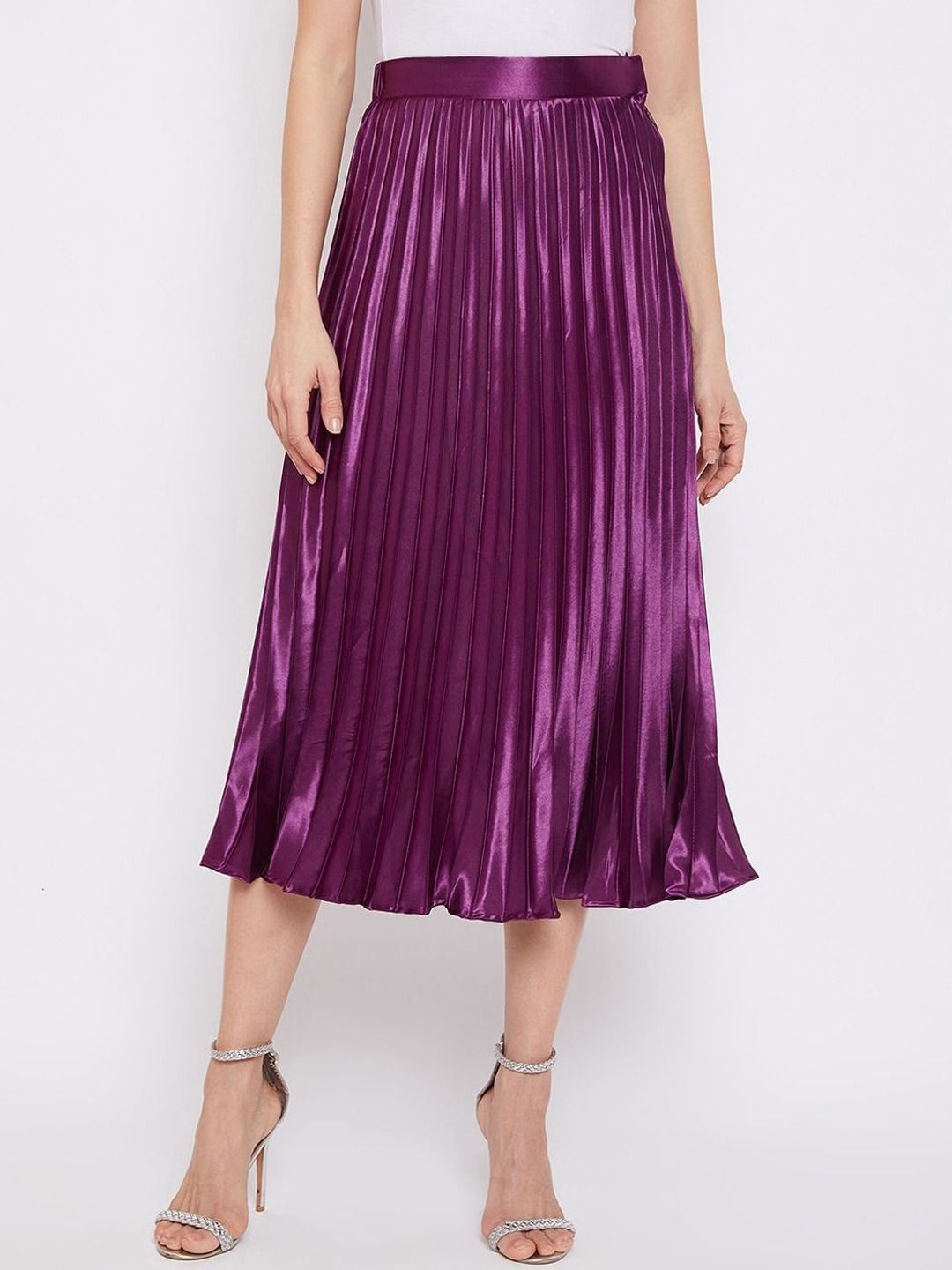 LookShine Women Solid A-Line Flared Midi Skirt-picture-11