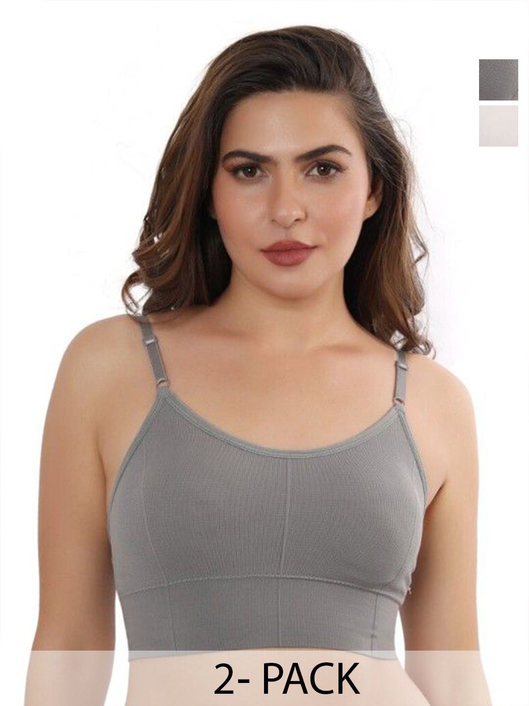 Moda Rapido Women Pack of 2 Rapid-Dry Full Coverage Lightly Padded Non-Wired Camisole Bra