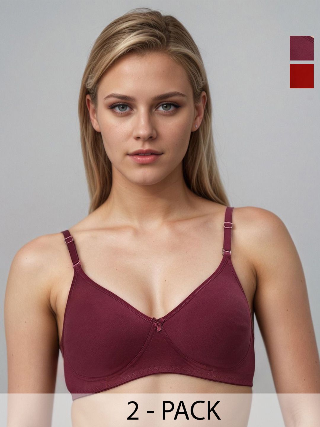 Eden Women Pack Of 2 Non Wired Non Padded Medium Coverage T-shirt Bra-picture-24