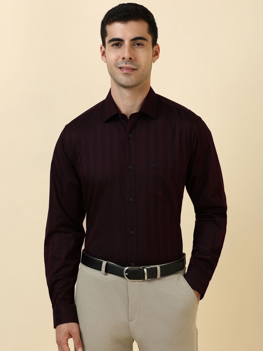 Allen Solly Men Slim Fit Vertical Striped Spread Collar Cotton Formal Shirt-picture-24