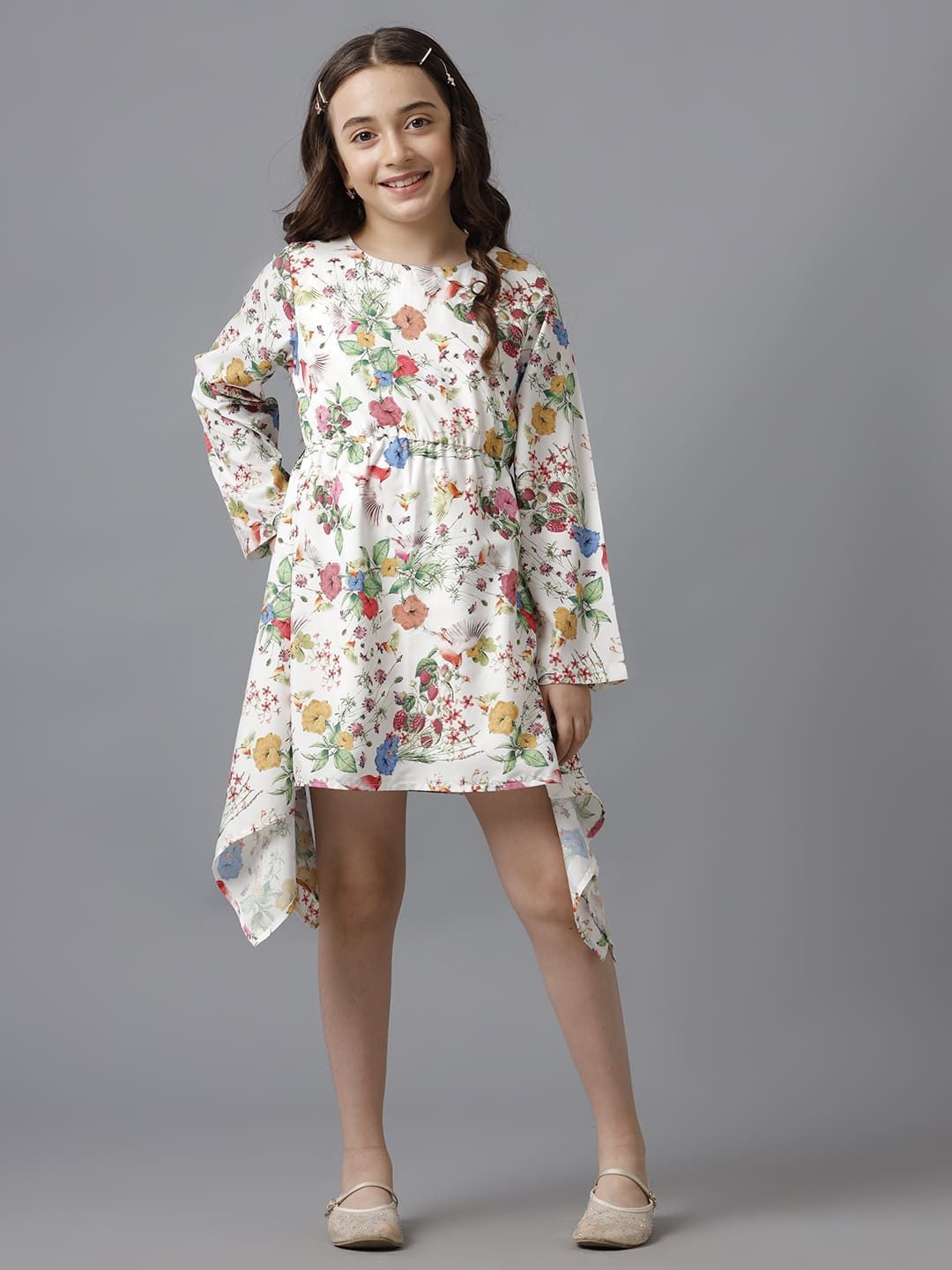UNDER FOURTEEN ONLY Girls Floral Print Flared Sleeve Fit-Flare Dress-picture-20