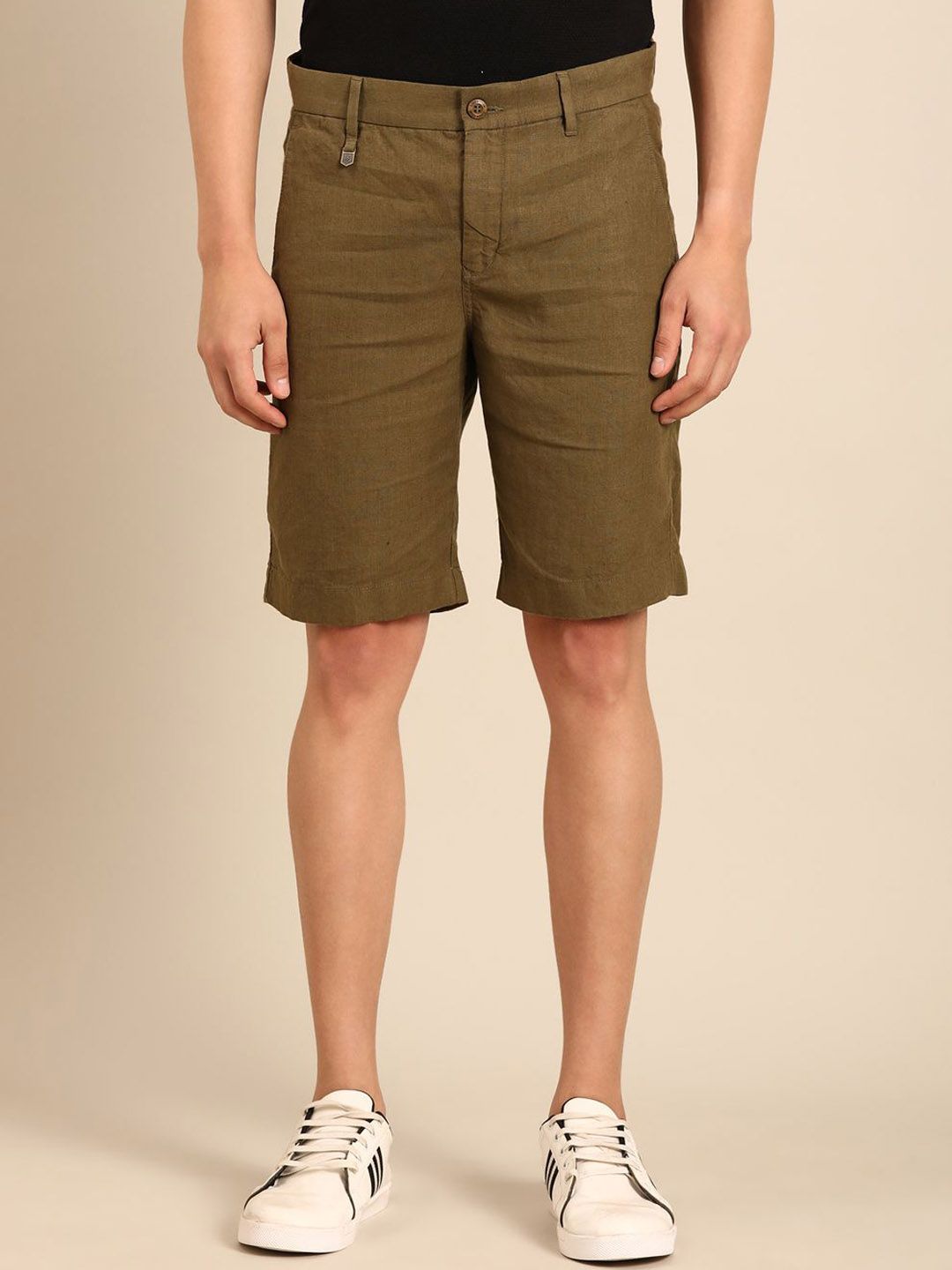 Linen Club Men Slim Fit Pure Linen Bermuda Shorts-picture-39