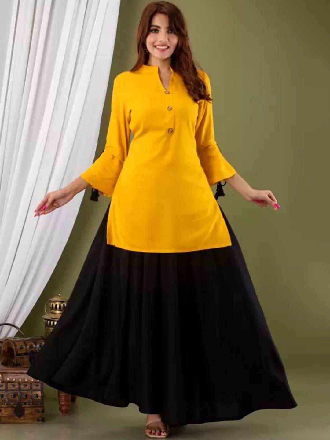 TRY LUCK FASHION Women Solid Kurta with Skirt