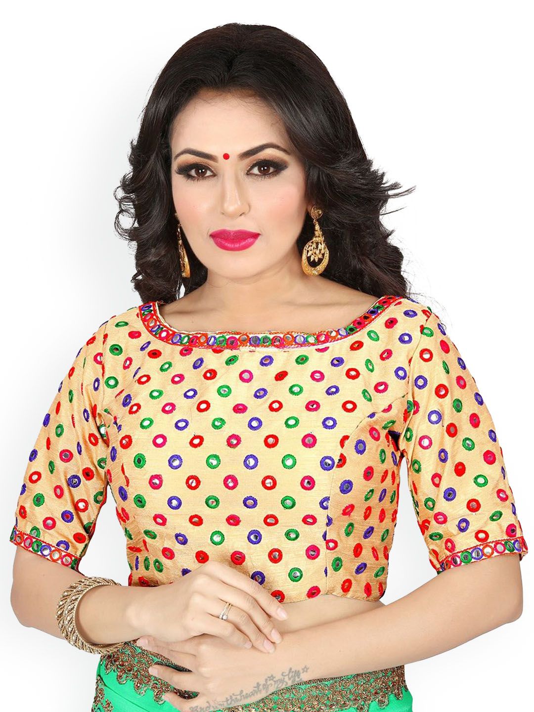 KING SALES Embroidered Boat Neck Readymade SareeBlouse-picture-23