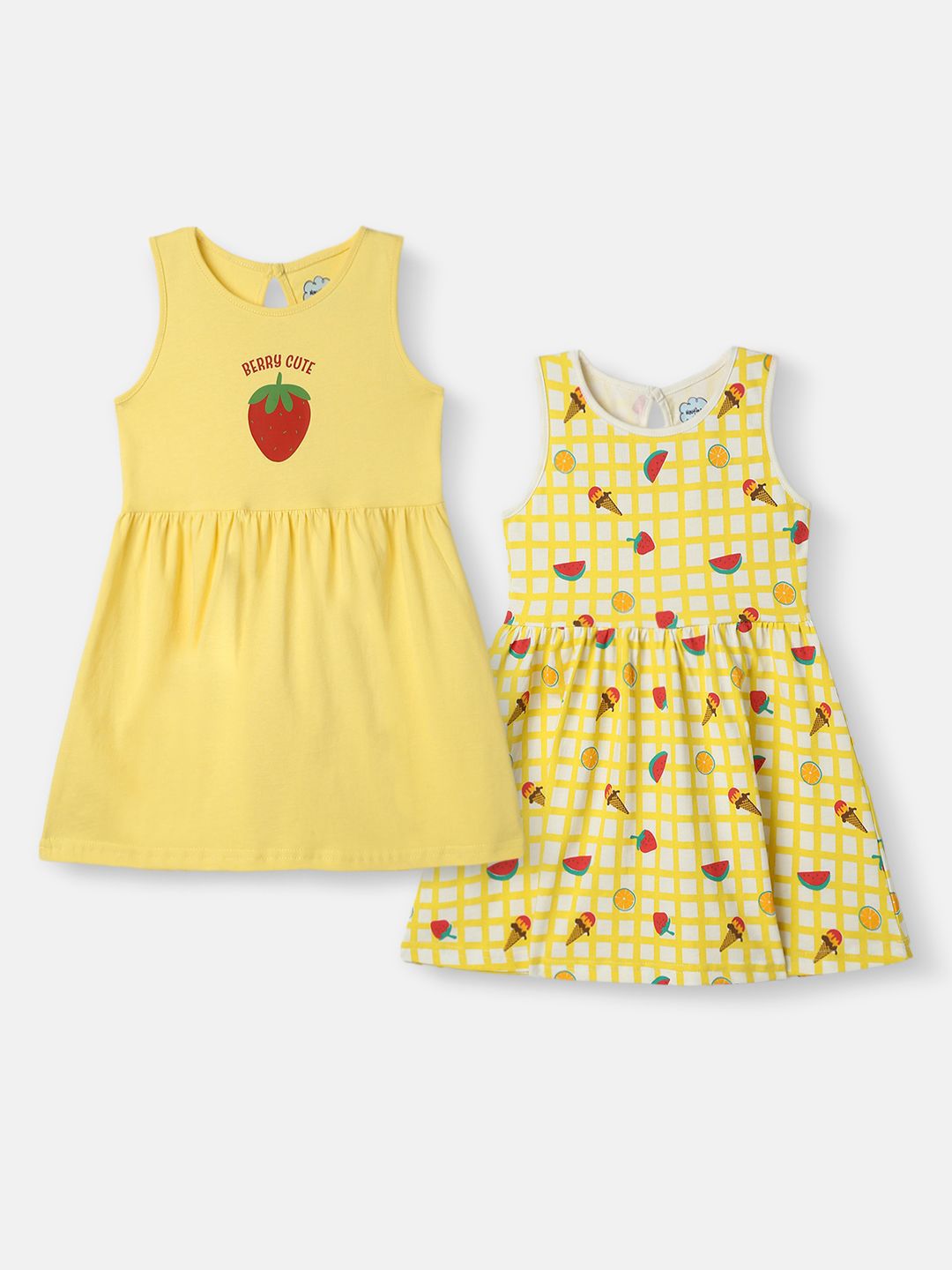 Nauti Nati Girls Pack Of 2 Cotton AOP Knit Frock-picture-29