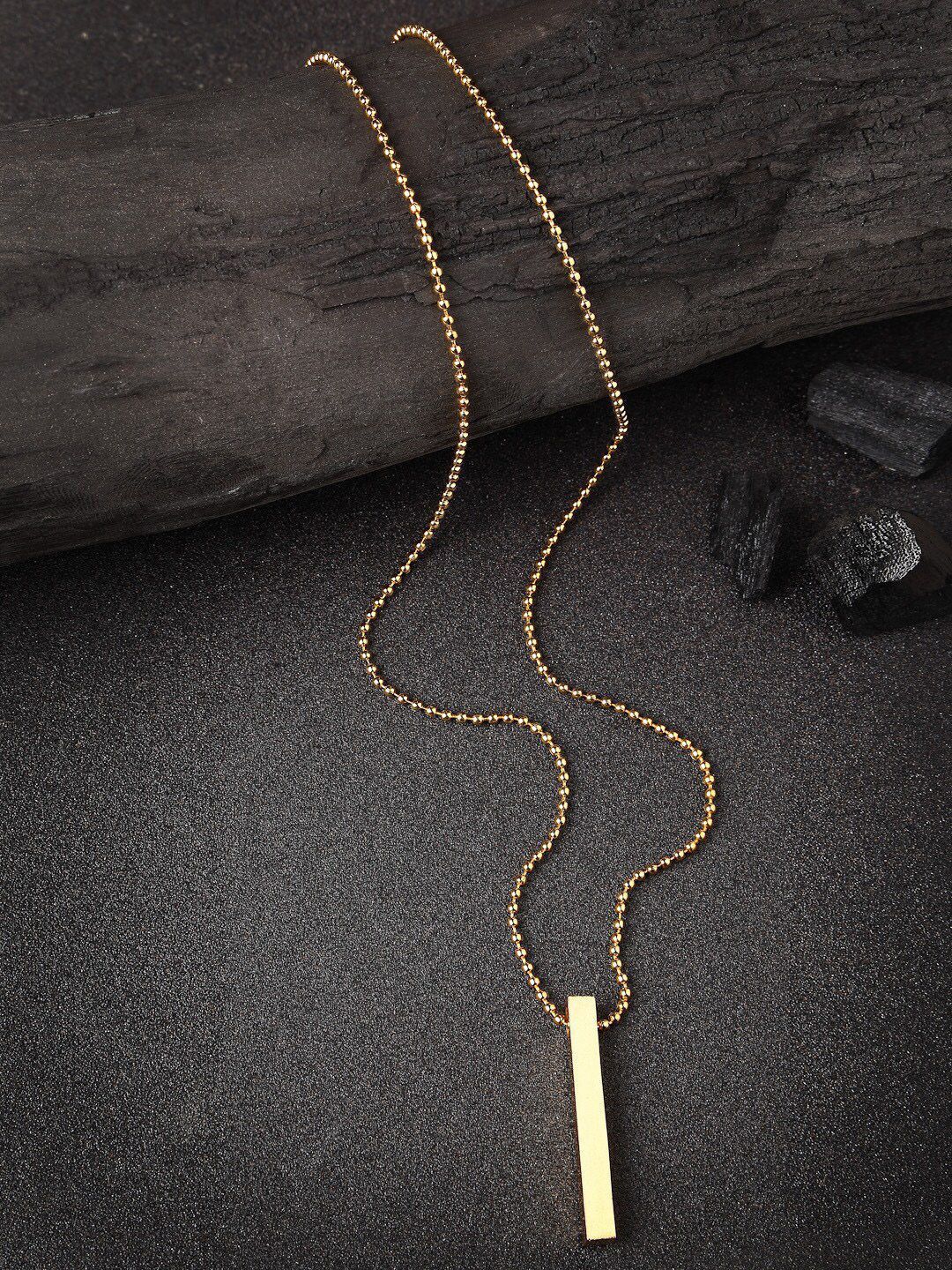 The Roadster Lifestyle Co Men Gold-Plated Geometric Pendant With Chain-image-20