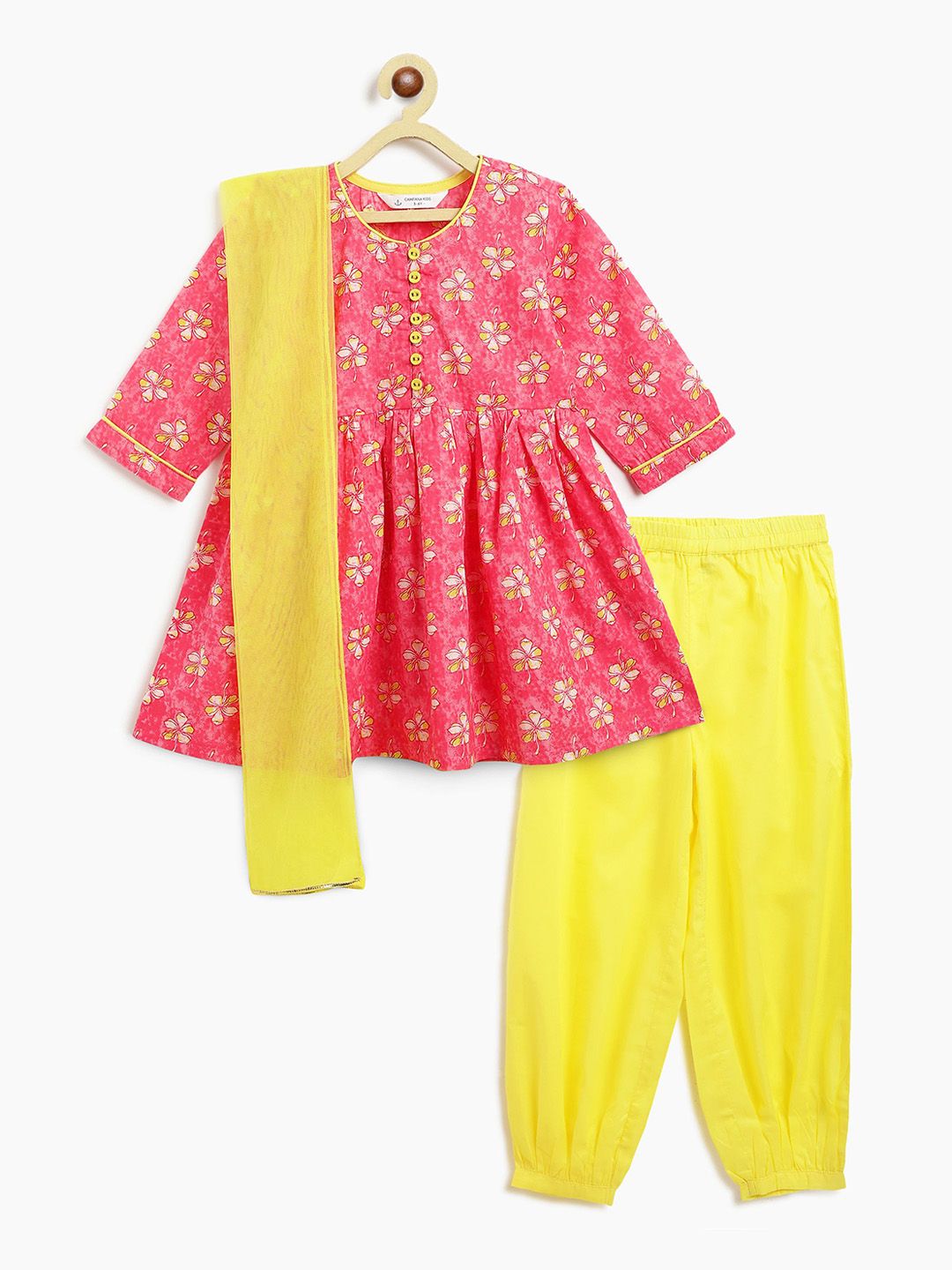 Campana Girls Floral Printed Empire Pure Cotton Kurta with Salwar & With Dupatta-picture-43