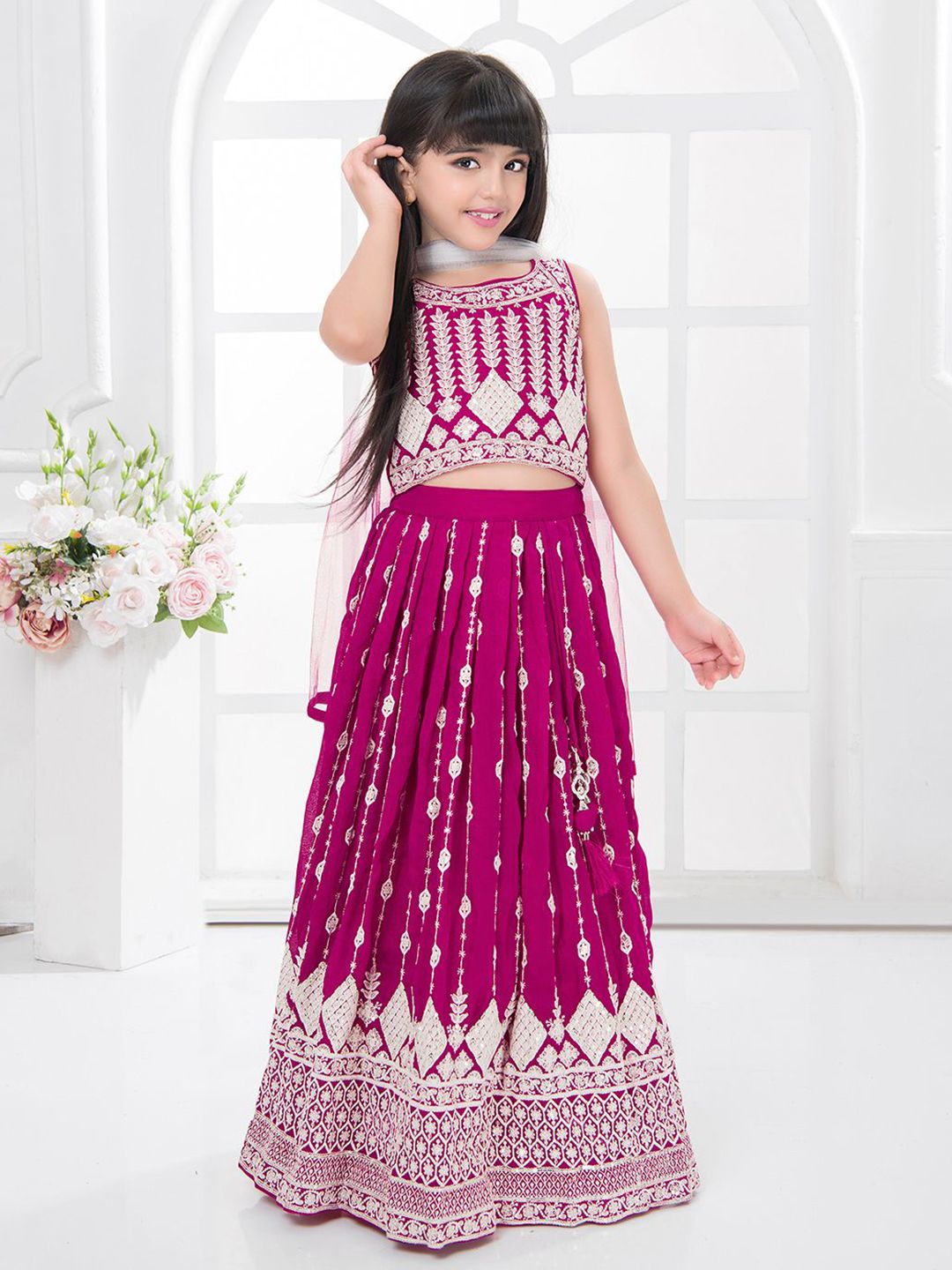 Tiny Kingdom Girls Embroidered Ready to Wear Lehenga & Blouse With Dupatta-picture-22